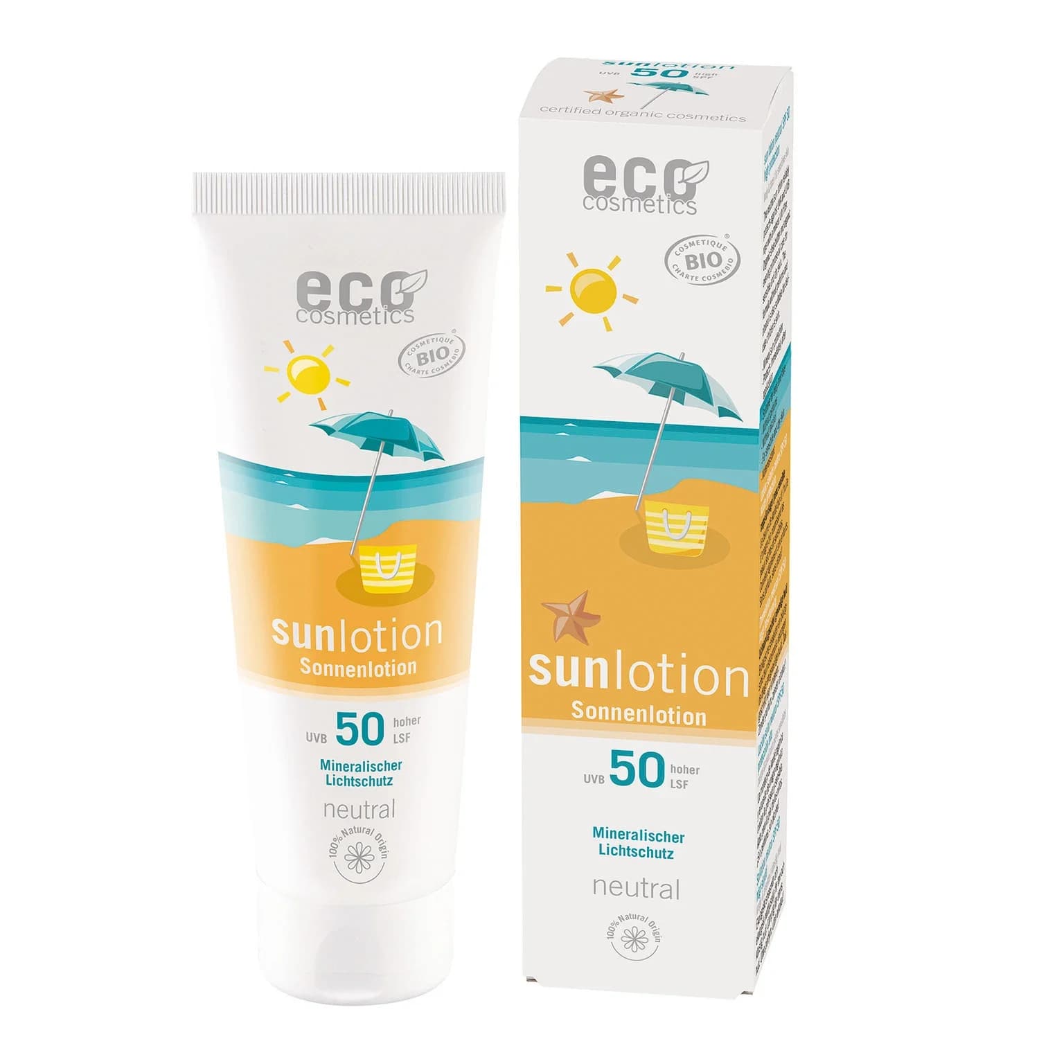 Eco Cosmetics Sollotion Neutral Sheasmör & Nattljus SPF 50, 125 ml från Eco Cosmetics – köp hos Apotek Hjärtat