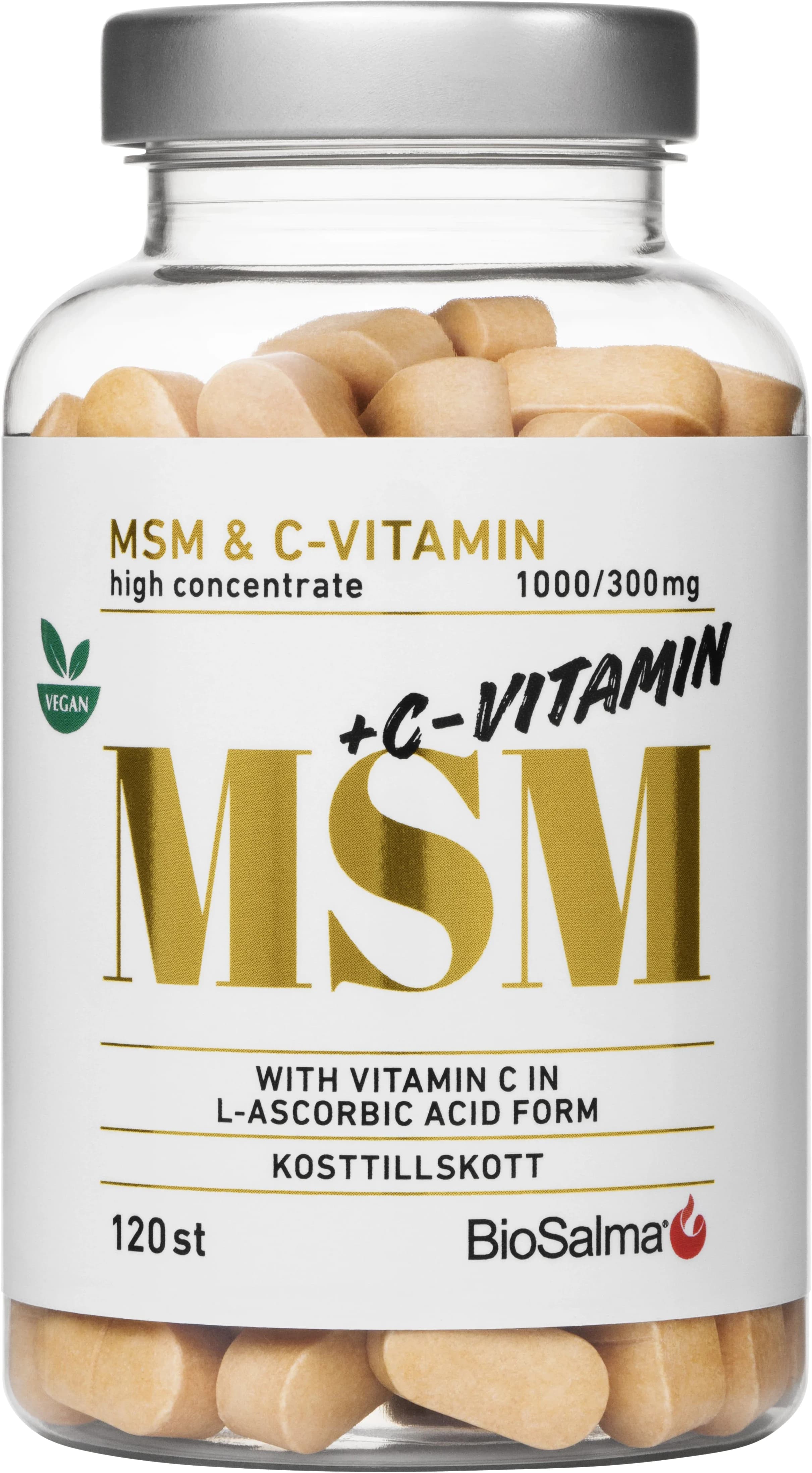BioSalma MSM + C-vitamin 120 tabletter från BioSalma – köp hos Apotek Hjärtat