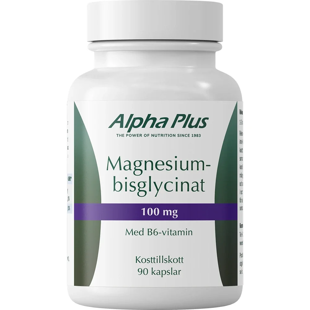 Alpha Plus Magnesiumbisglycinat 100 mg 90 kapslar från Alpha Plus – köp hos Apotek Hjärtat