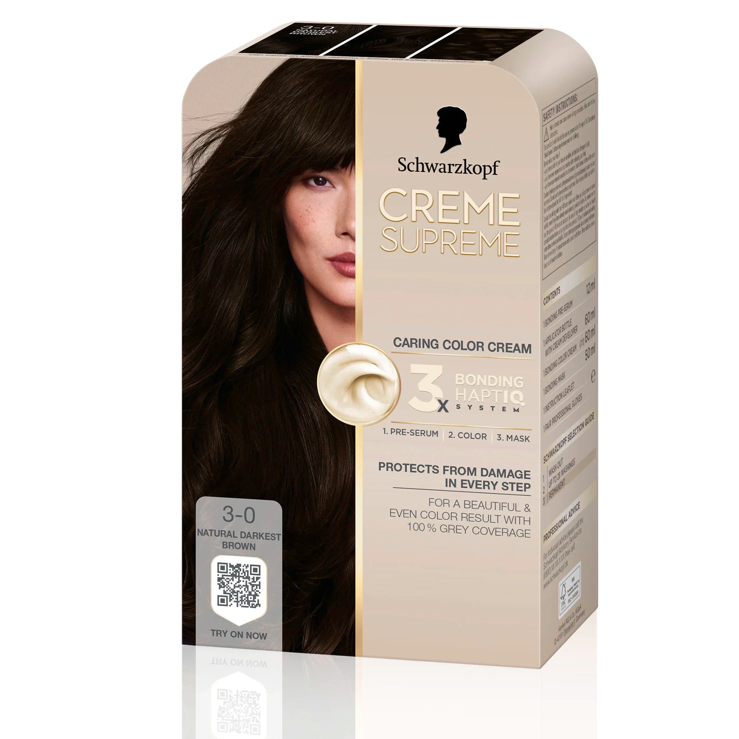 Schwarzkopf Creme Supreme 3-0 Natural Darkest Brown från Schwarzkopf – köp hos Apotek Hjärtat