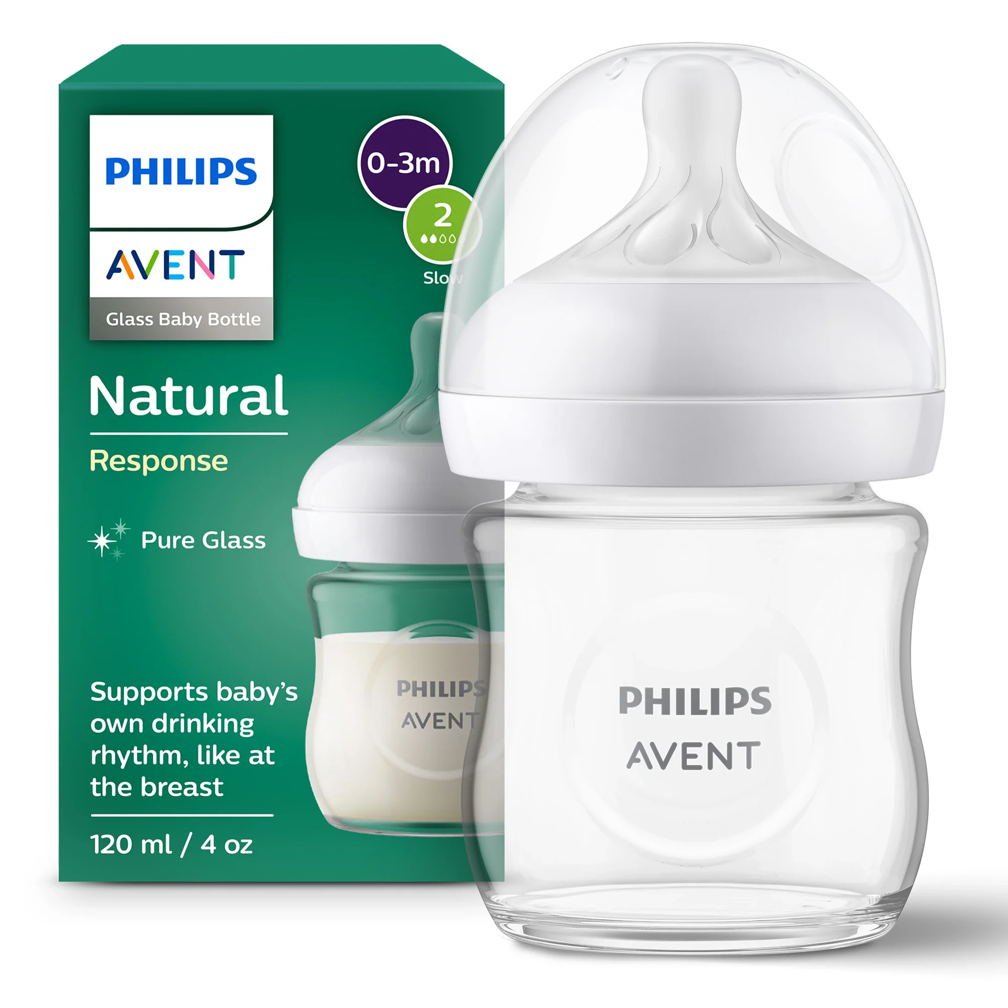 Philips Avent Natural Response Nappflaska Glas 120 ml från Philips Avent – köp hos Apotek Hjärtat