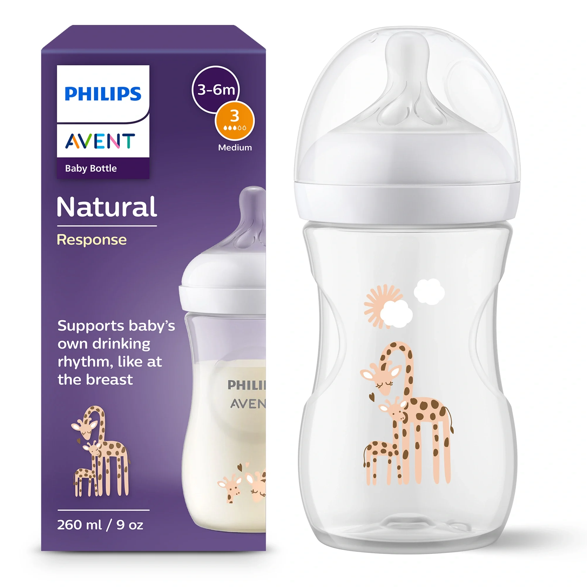 Philips Avent Natural Response Nappflaska Giraff 260 ml från Philips Avent – köp hos Apotek Hjärtat