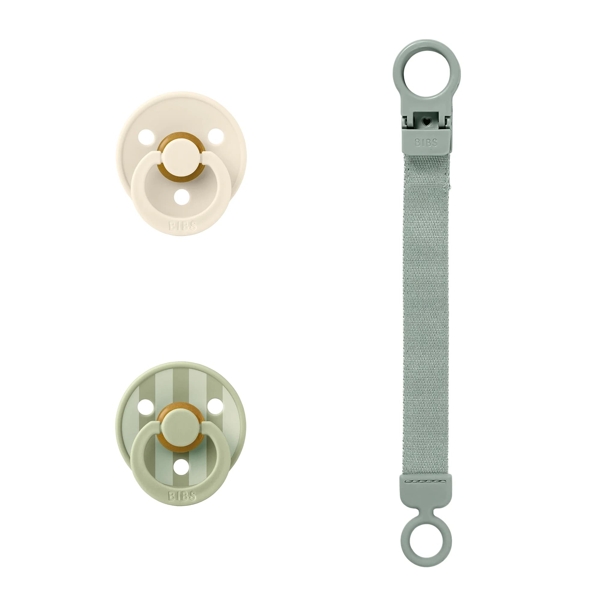 BIBS Colour Pacifier & Loop Clip Gift Set Latex Size 1 Sage från BIBS – köp hos Apotek Hjärtat