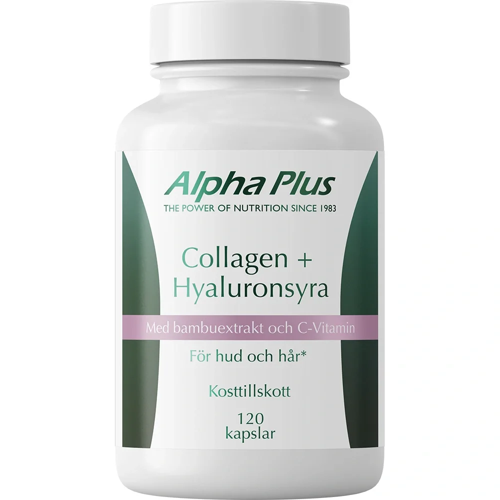 Alpha Plus Collagen + Hyaluronsyra 120 kapslar från Alpha Plus – köp hos Apotek Hjärtat