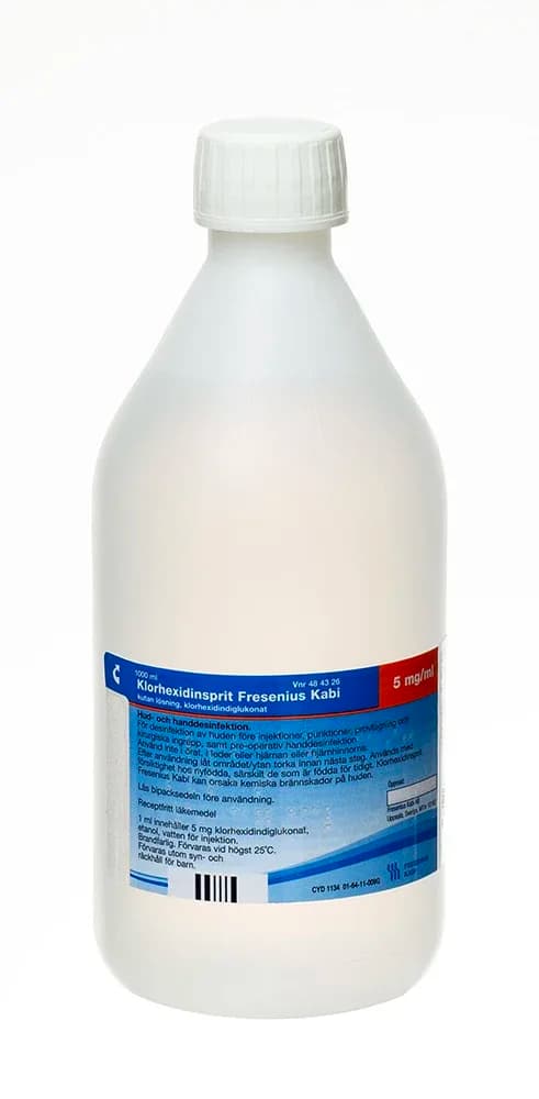 Klorhexidinsprit Fresenius Kabi Kutan Lösning 5mg/ml 1000 ml från Fresenius – köp hos Apotek Hjärtat