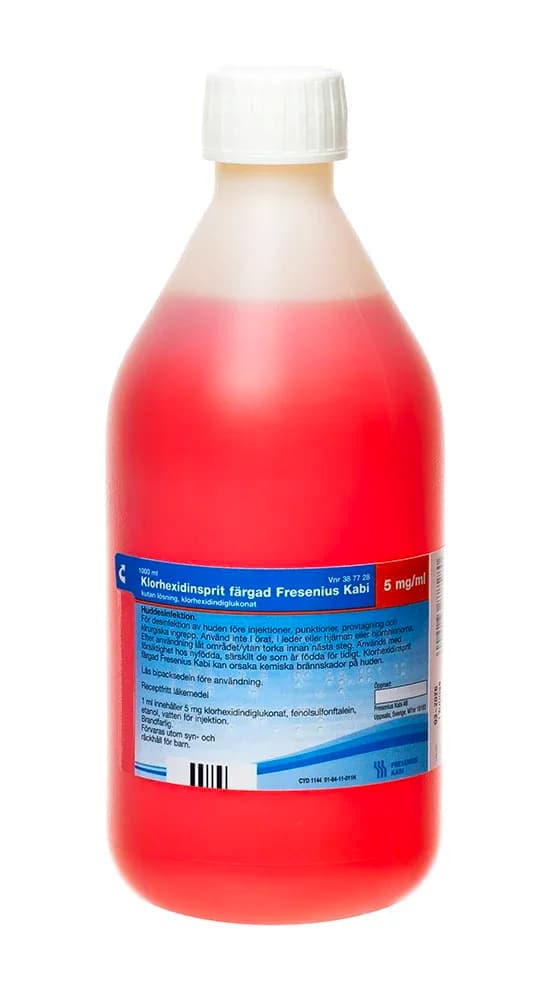 Klorhexidinsprit Färgad Fresenius Kabi Kutan Lösning 5 mg/ml 1000 ml från Fresenius – köp hos Apotek Hjärtat