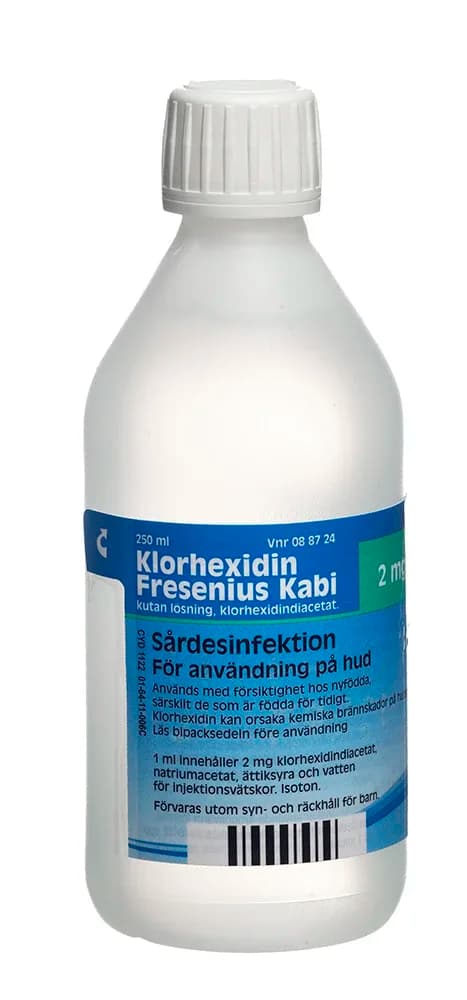 Klorhexidin Fresenius Kabi kutan lösning 2 mg/ml 250 ml från Fresenius – köp hos Apotek Hjärtat