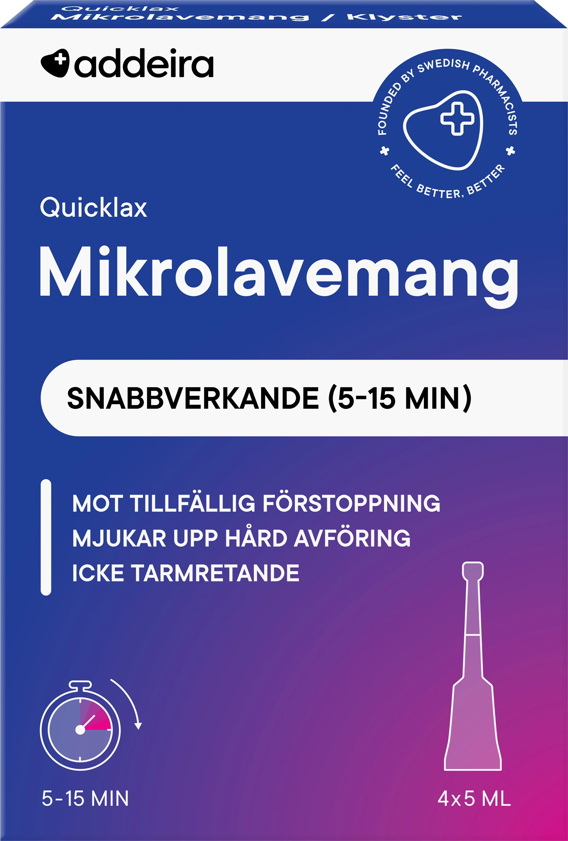 Addeira Quicklax Mikrolavemang mot förstoppning 4x5 ml från Addeira – köp hos Apotek Hjärtat