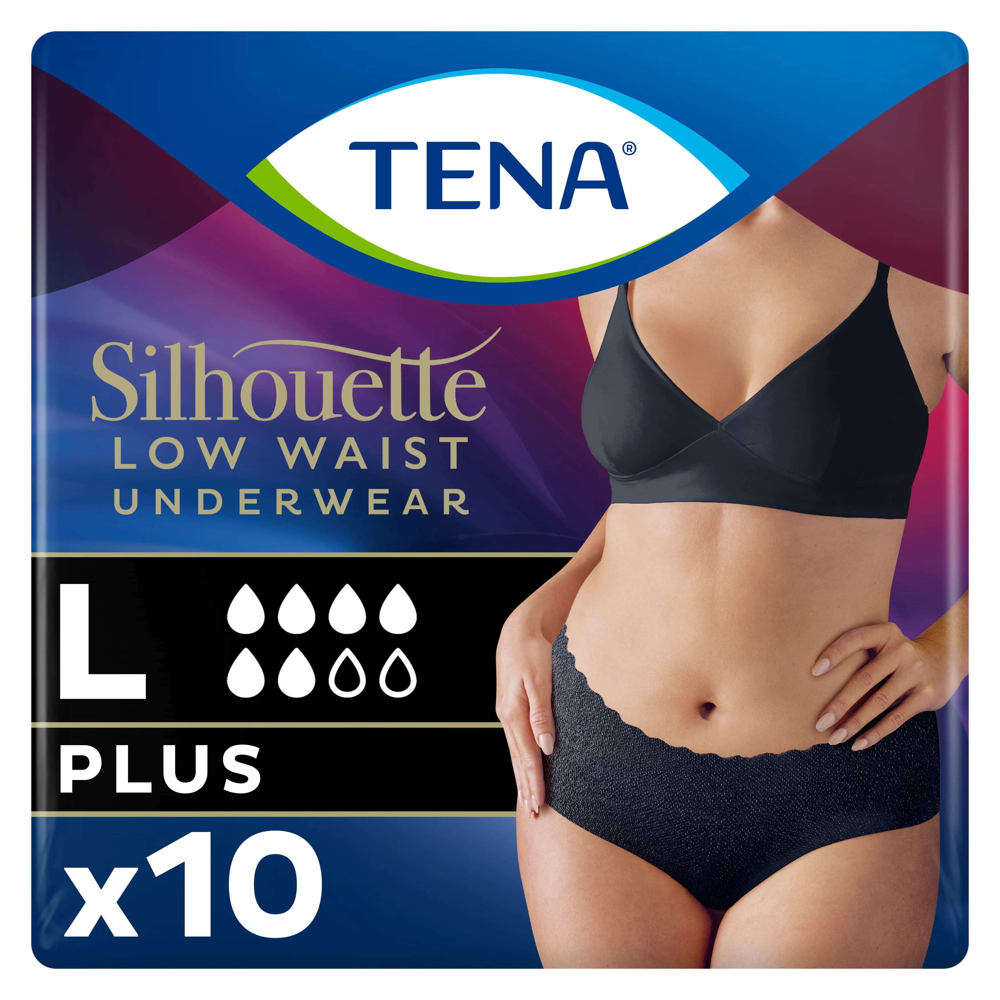 TENA Silhouette Plus Large Low Waist Black 10 st från Tena – köp hos Apotek Hjärtat