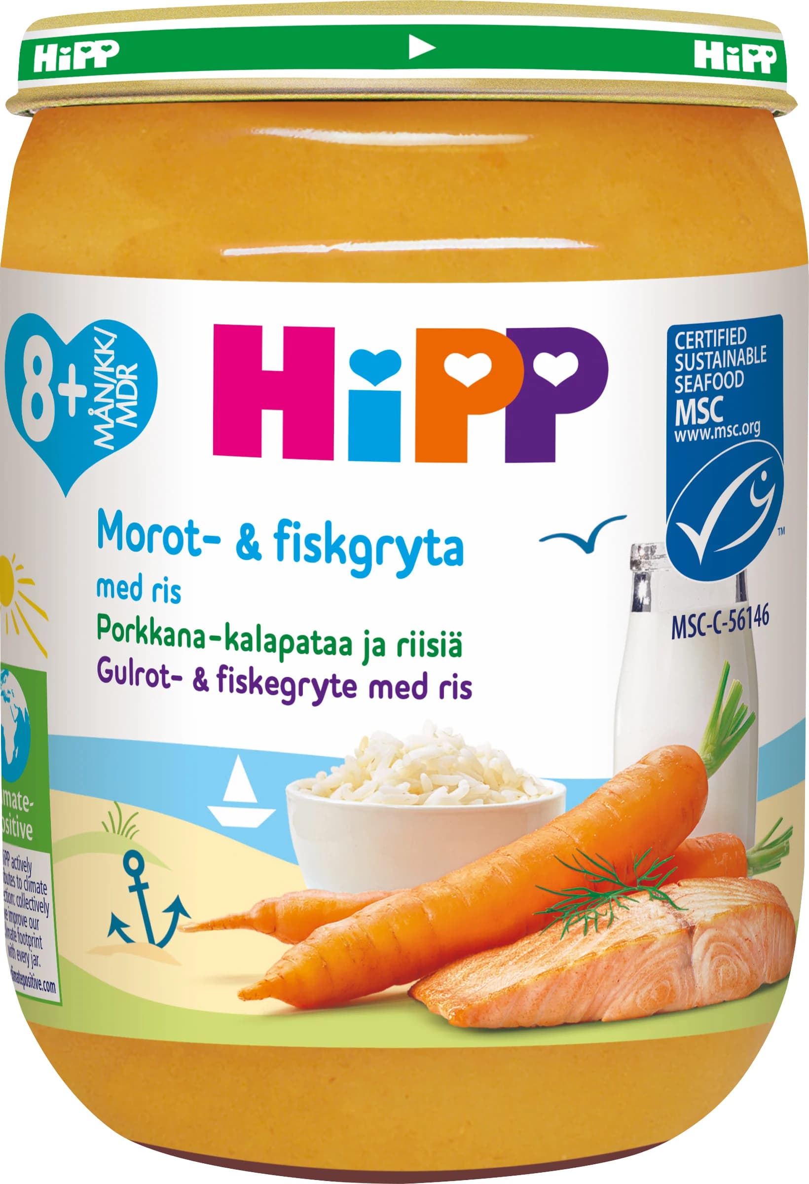 HiPP Morot & fiskgryta med ris 8 mån 190 g från HiPP – köp hos Apotek Hjärtat