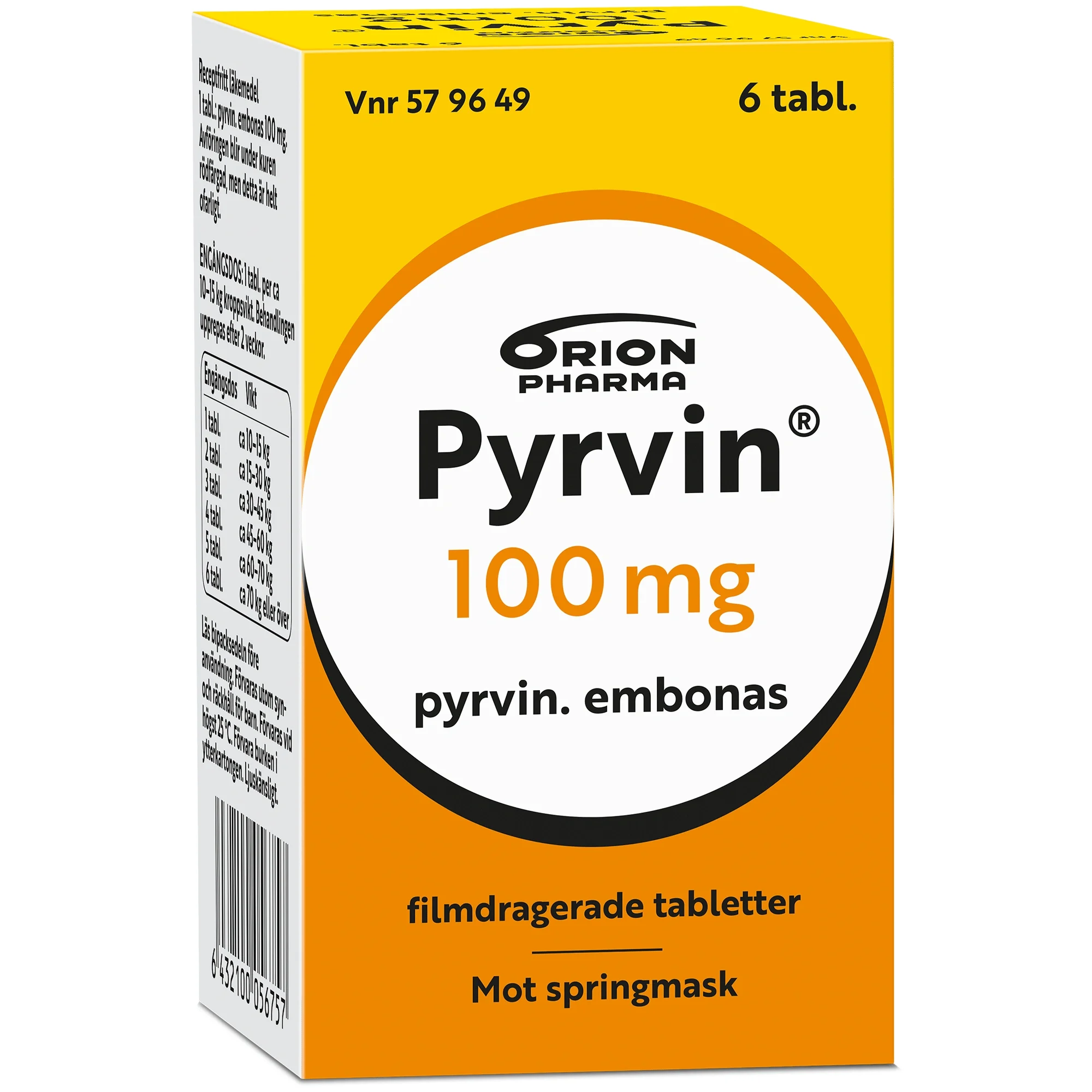 Pyrvin 100 mg, 6 tabletter från Pyrvin – köp hos Apotek Hjärtat