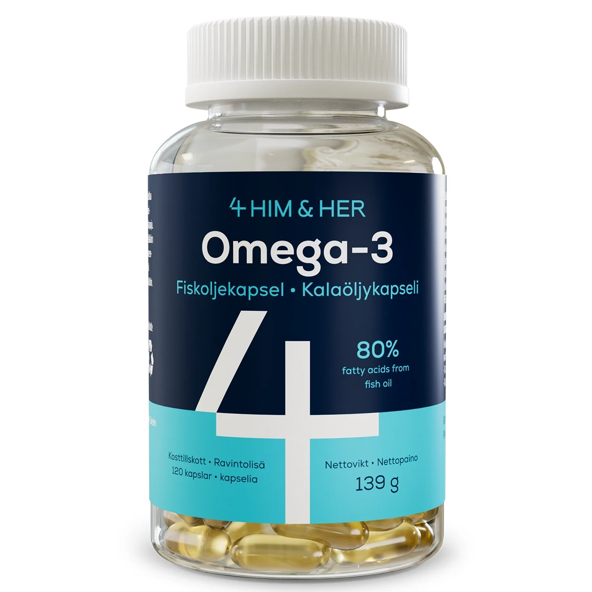 4Him&Her Omega-3 80% Fiskeoljekapsel 120 st från 4Him&Her – köp hos Apotek Hjärtat