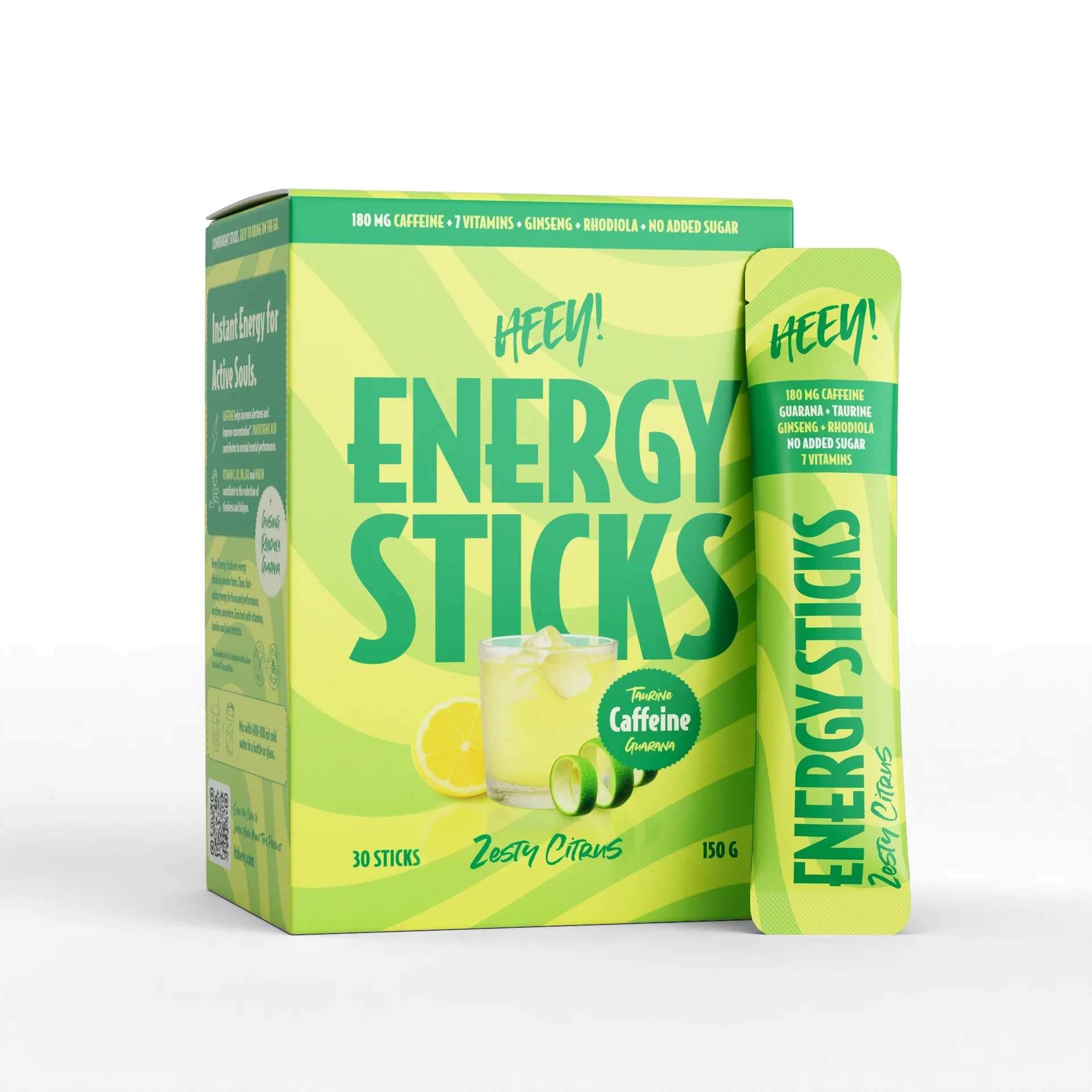 Heey! Energy Sticks Koffein + Guarana Zesty Citrus 30 st från Heey! – köp hos Apotek Hjärtat