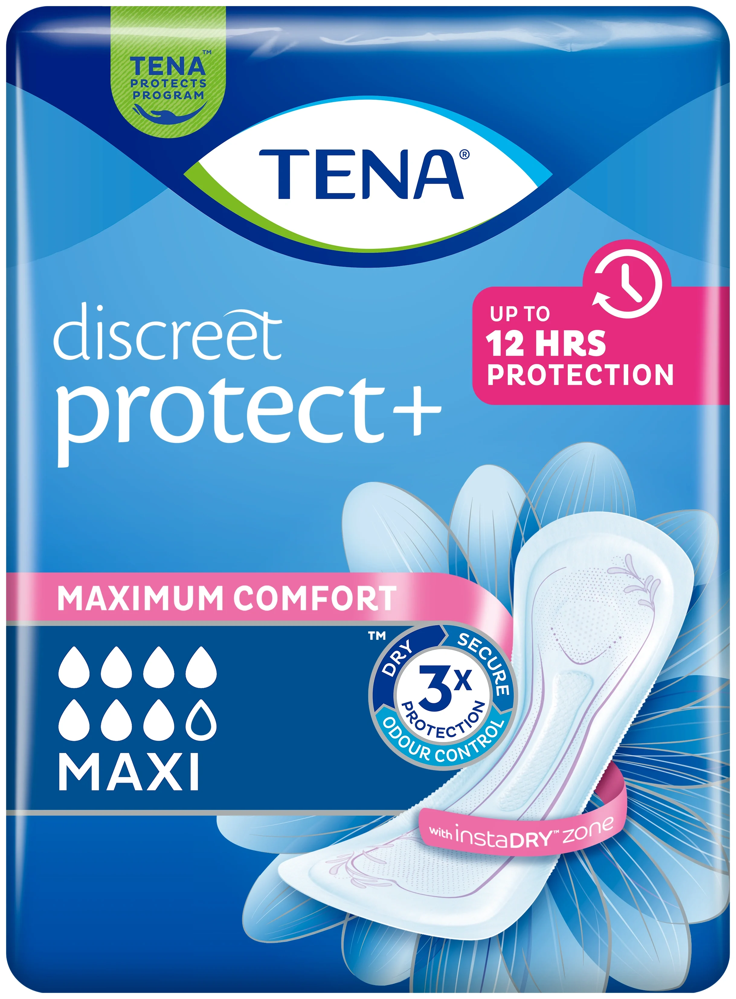 TENA Discreet Maxi InstaDry 12 st från Tena – köp hos Apotek Hjärtat