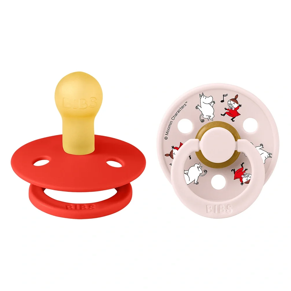BIBS x Moomin Pacifier Colour Dancing Latex Candy Apple Mix 2 pack Size 1 från BIBS, Mumin – köp hos Apotek Hjärtat