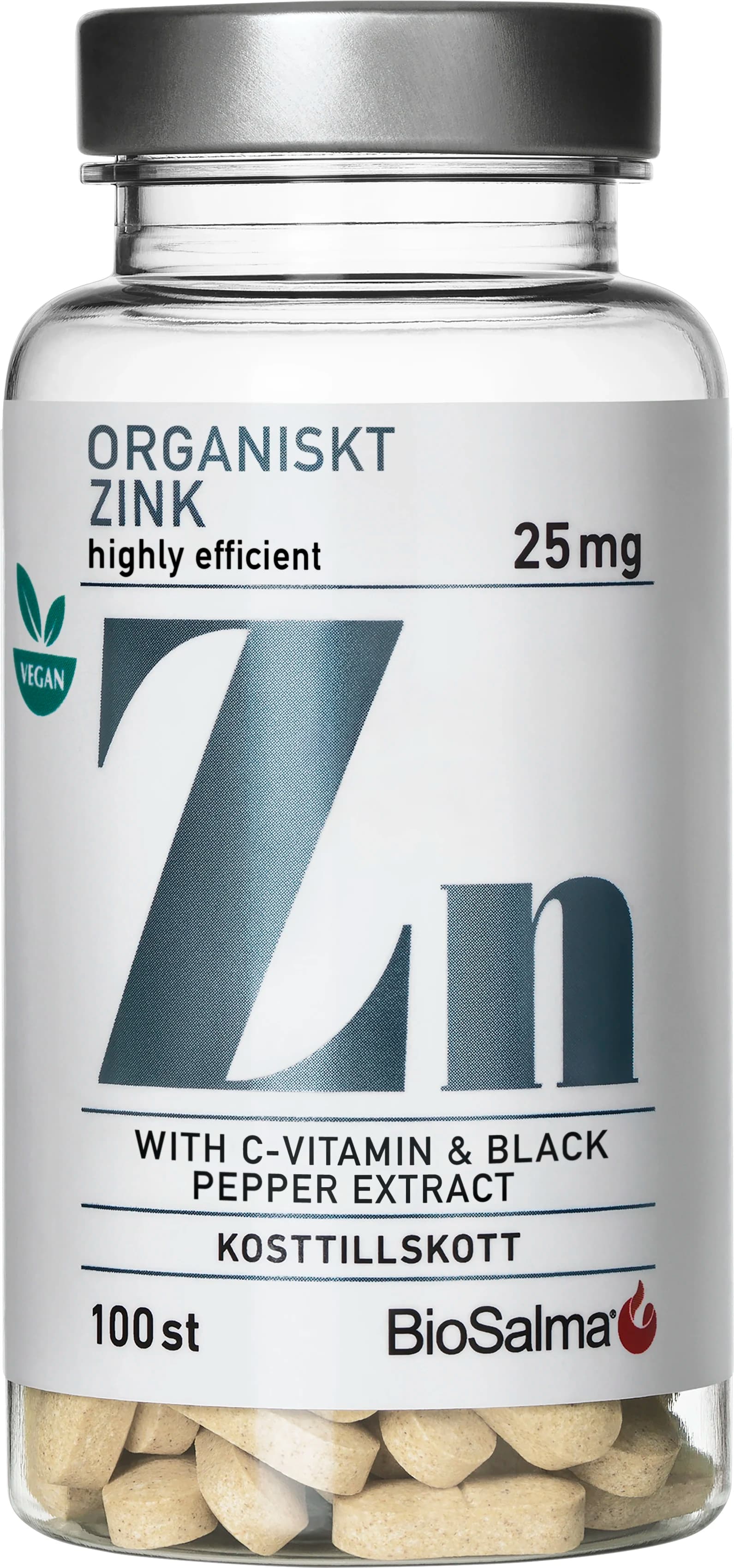 BioSalma Organiskt Zink 25 mg 100 tabletter från BioSalma – köp hos Apotek Hjärtat