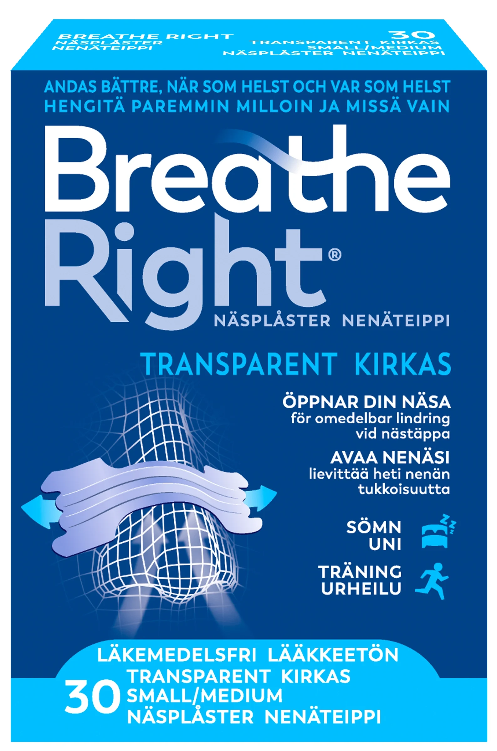 Breathe Right Näsplåster Transparent Small-Medium 30 st från Breathe Right – köp hos Apotek Hjärtat