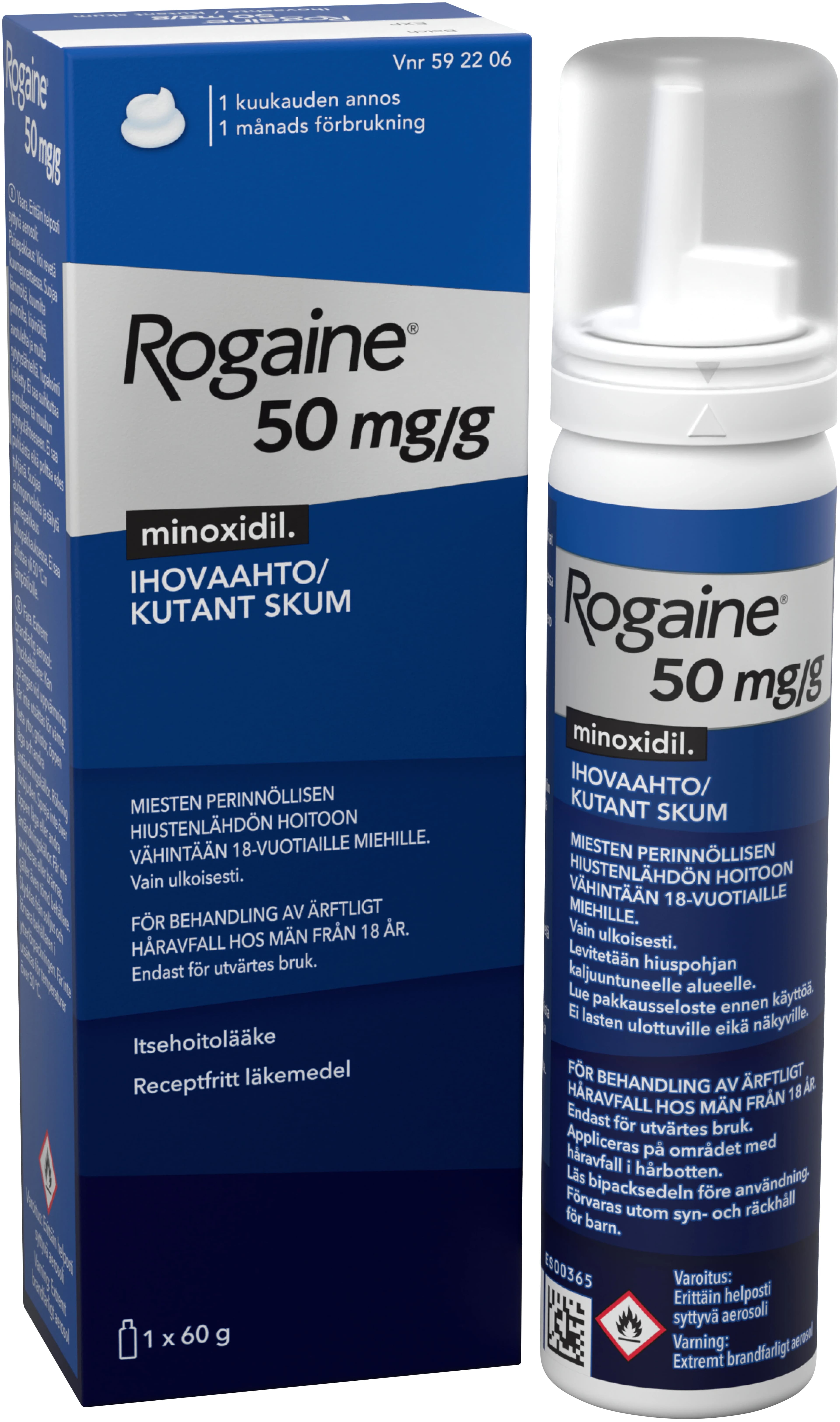 Rogaine® Kutant skum 50mg/g Tryckbehållare 60g från Rogaine – köp hos Apotek Hjärtat