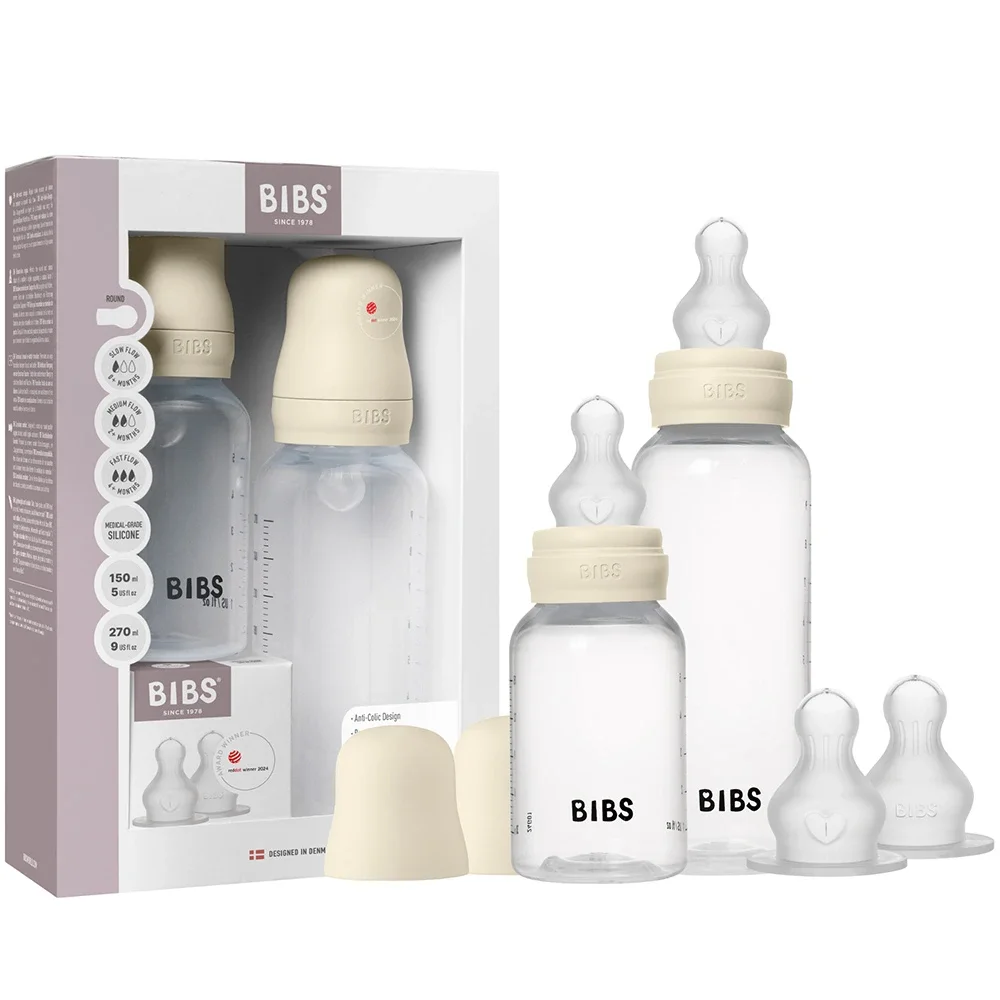 BIBS Grow and Flow Baby Bottle Round Silicone Set Ivory 150 ml/270ml från BIBS – köp hos Apotek Hjärtat
