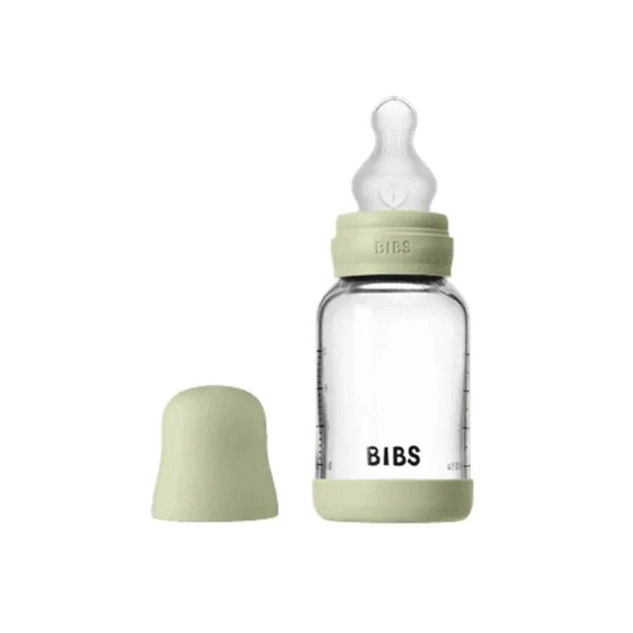 BIBS Glass Baby Bottle Round Silicone Slow Flow 120 ml från BIBS – köp hos Apotek Hjärtat