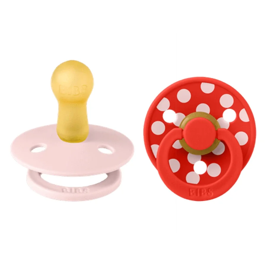 BIBS Pacifier Studio Colour Polka Latex Blossom/Candy Apple 2-pack Size 2 från BIBS – köp hos Apotek Hjärtat