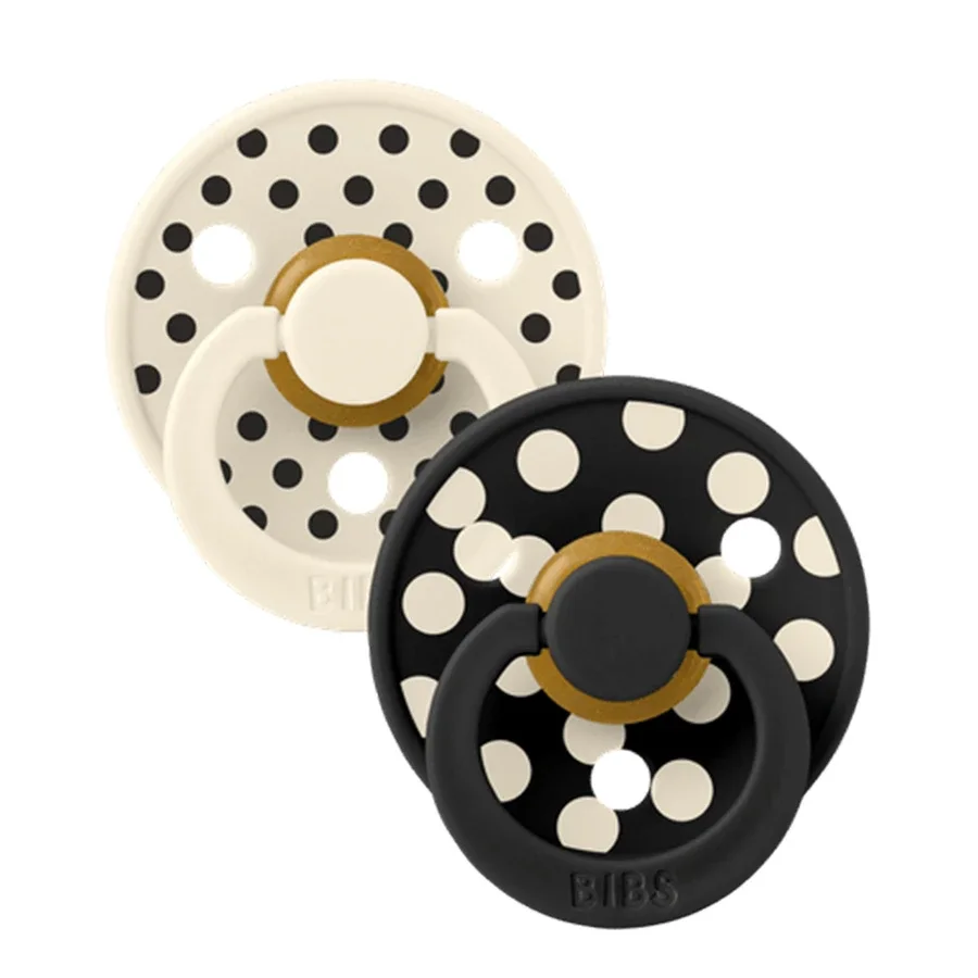 BIBS Pacifier Studio Colour Polka Latex Ivory/Black 2-pack Size 2 från BIBS – köp hos Apotek Hjärtat