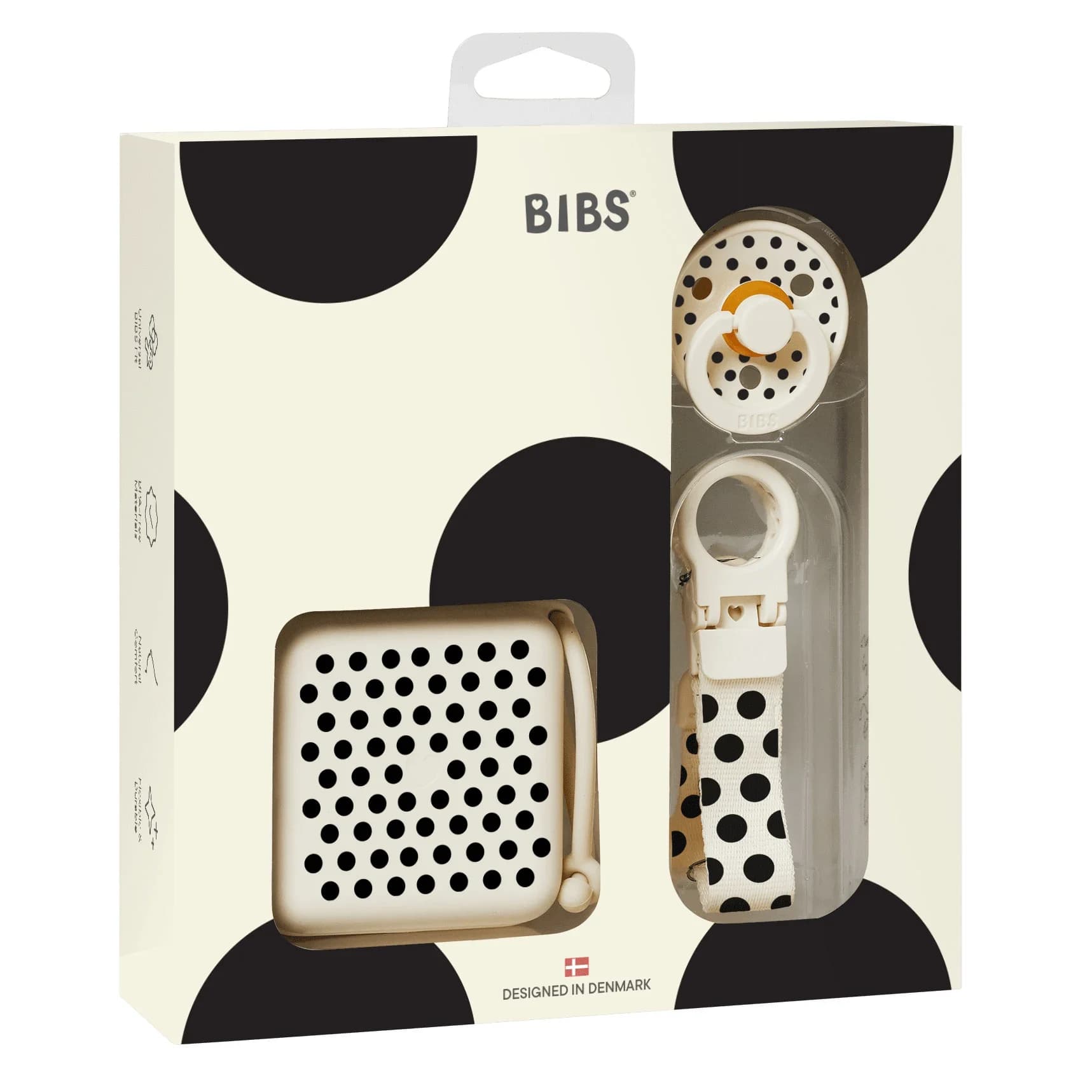 BIBS Gift Set Polka Soothe & Go Latex Ivory Black Size 2 från BIBS – köp hos Apotek Hjärtat