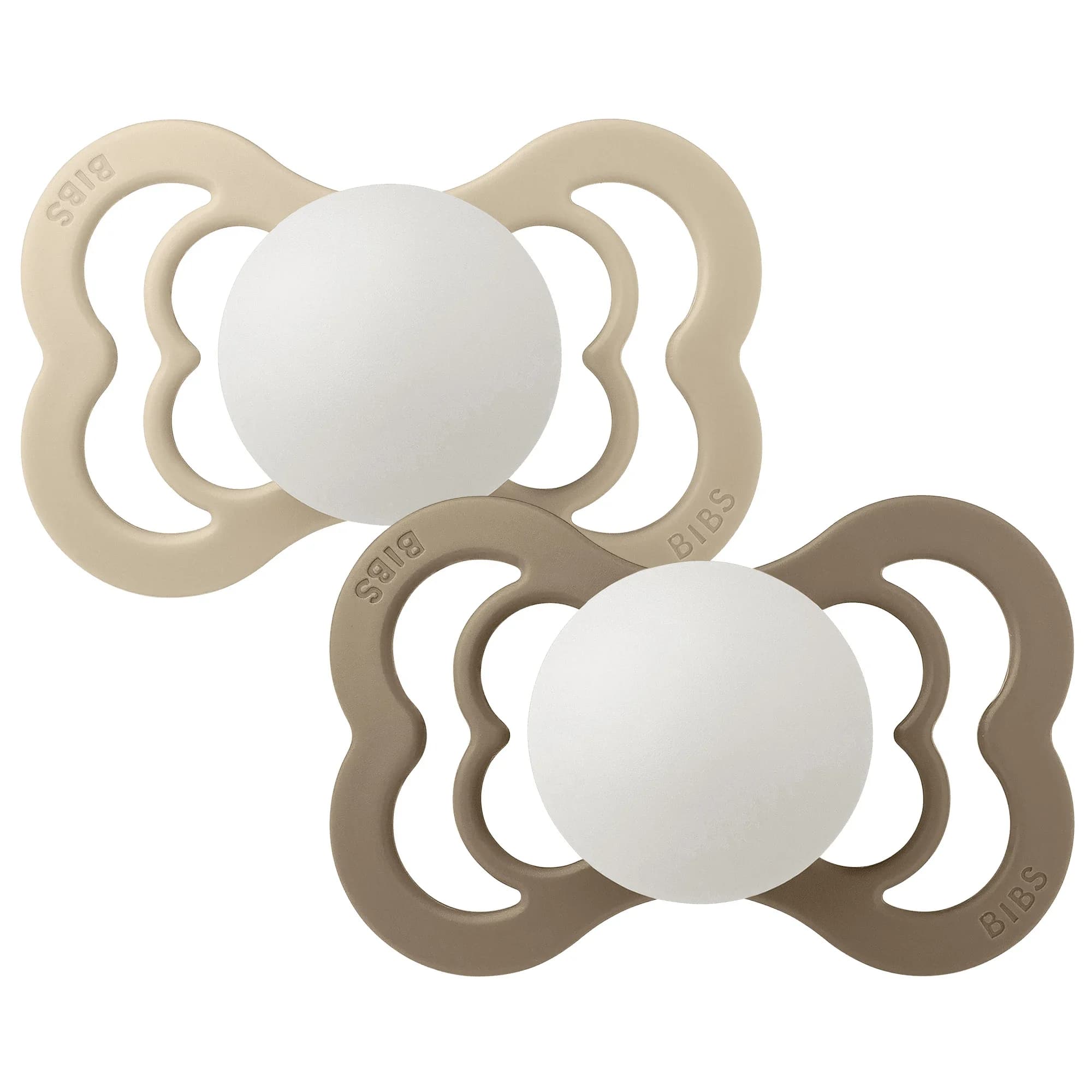 BIBS Pacifier Supreme Silicone Vanilla Glow/Dark Oak Glow 2-pack Size 2 från BIBS – köp hos Apotek Hjärtat