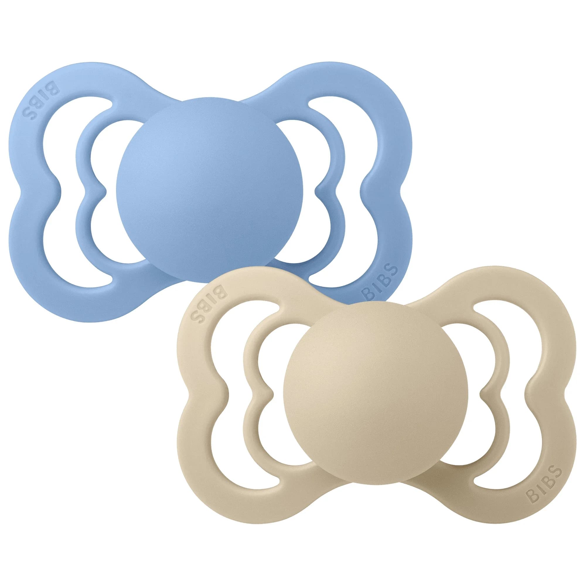 BIBS Pacifier Supreme Silicone Vanilla/Sky Blue 2-pack Size 2 från BIBS – köp hos Apotek Hjärtat