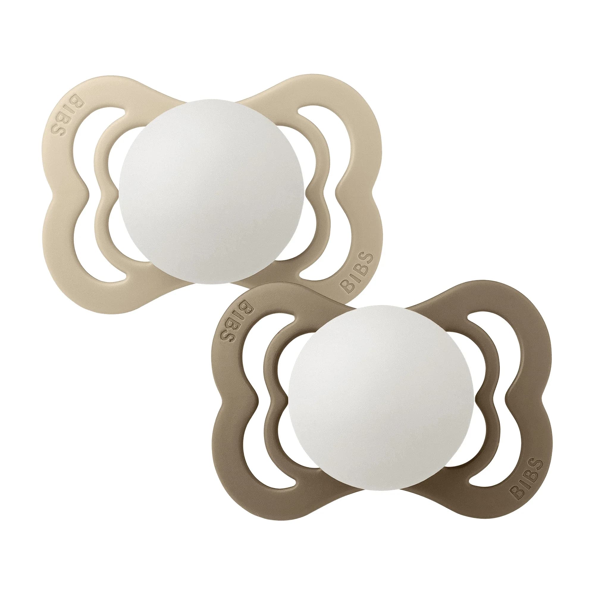 BIBS Pacifier Supreme Silicone Vanilla Glow/Dark Oak Glow 2-pack Size 1 från BIBS – köp hos Apotek Hjärtat