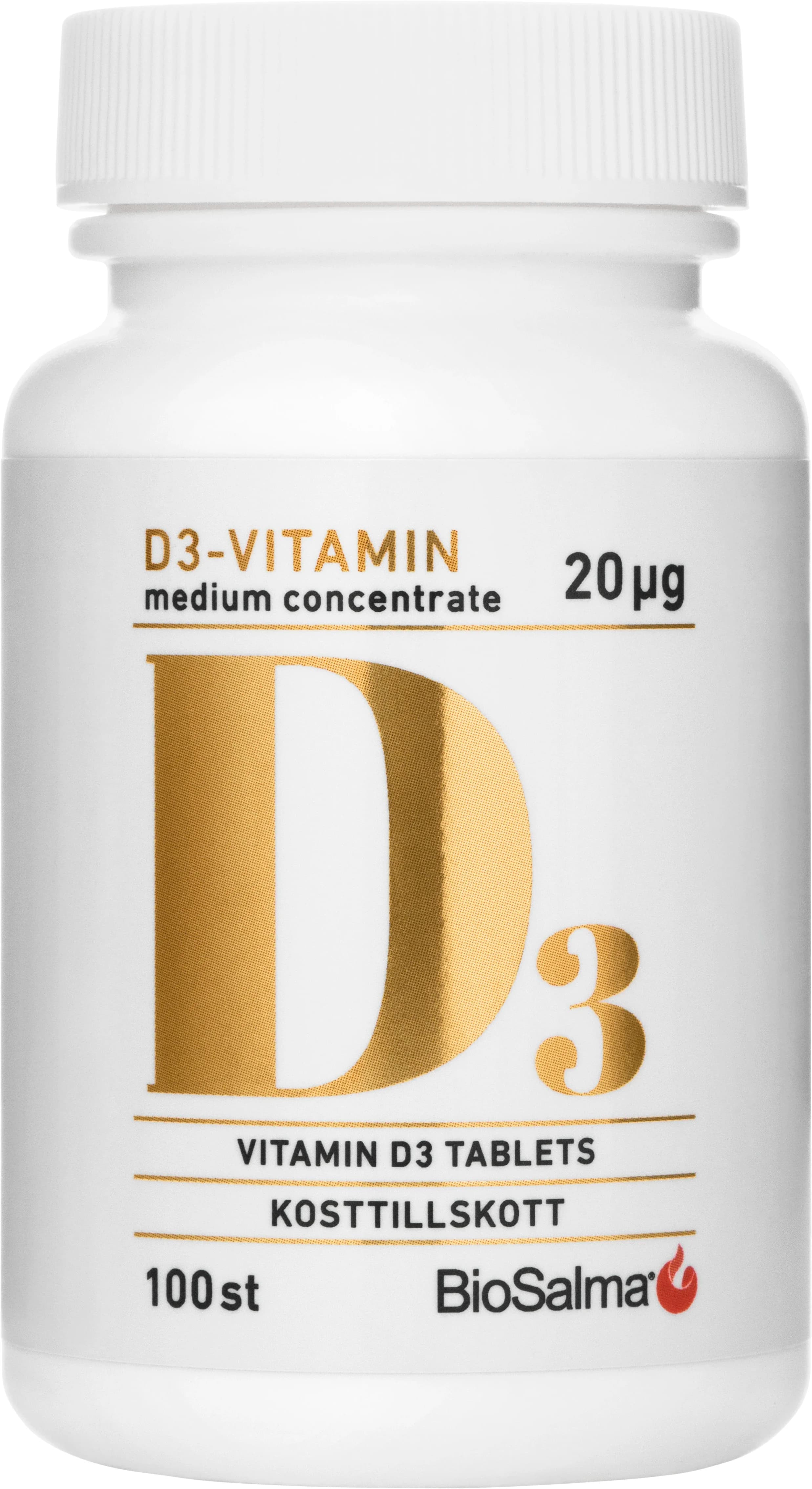 BioSalma D3 Vitamin medium concentrate 20ug 100 tabletter från BioSalma – köp hos Apotek Hjärtat