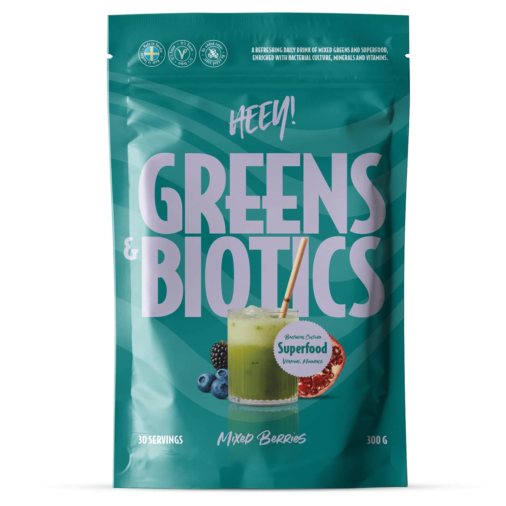 Heey! Greens & Biotics Superfood Mixade Bär 300 g från Heey! – köp hos Apotek Hjärtat