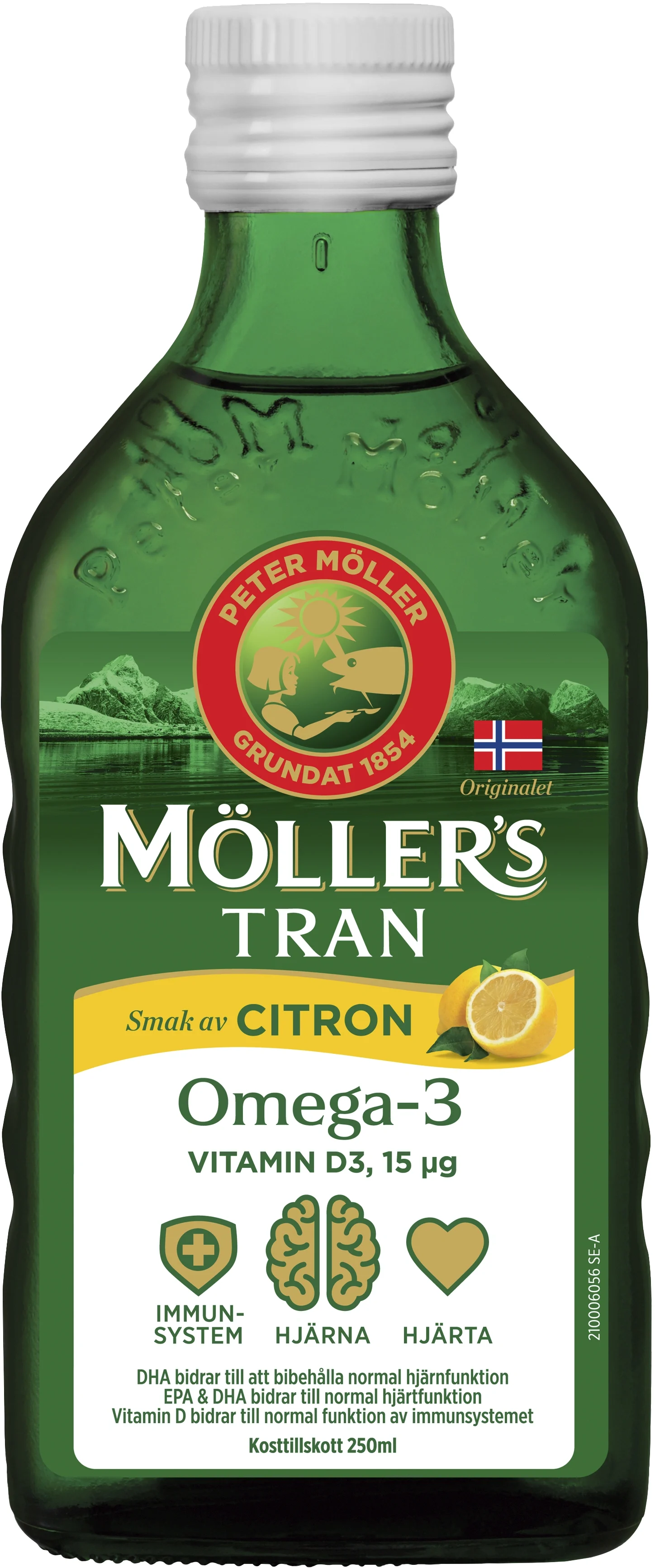 Möllers Tran Omega-3 +D3 Citron 250 ml från Möllers – köp hos Apotek Hjärtat
