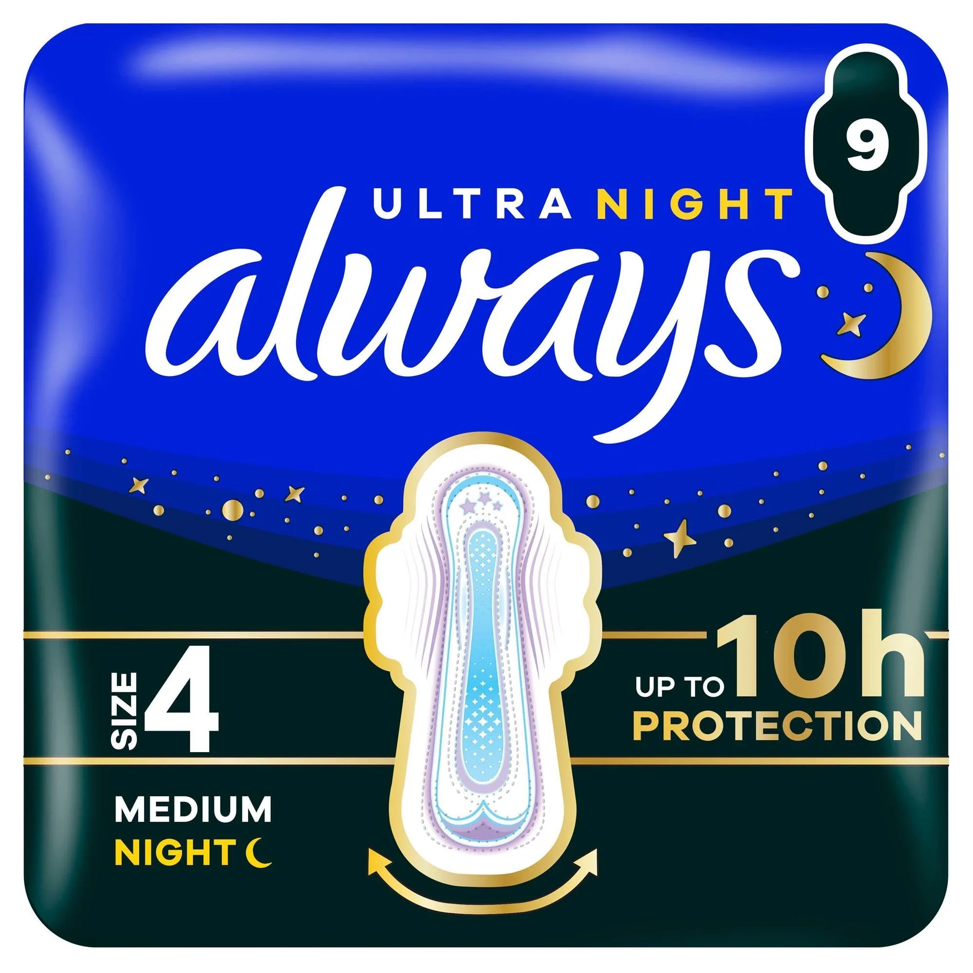 Always Ultra Secure Night Stl 4 Bindor Med Vingar 9 st från Always – köp hos Apotek Hjärtat
