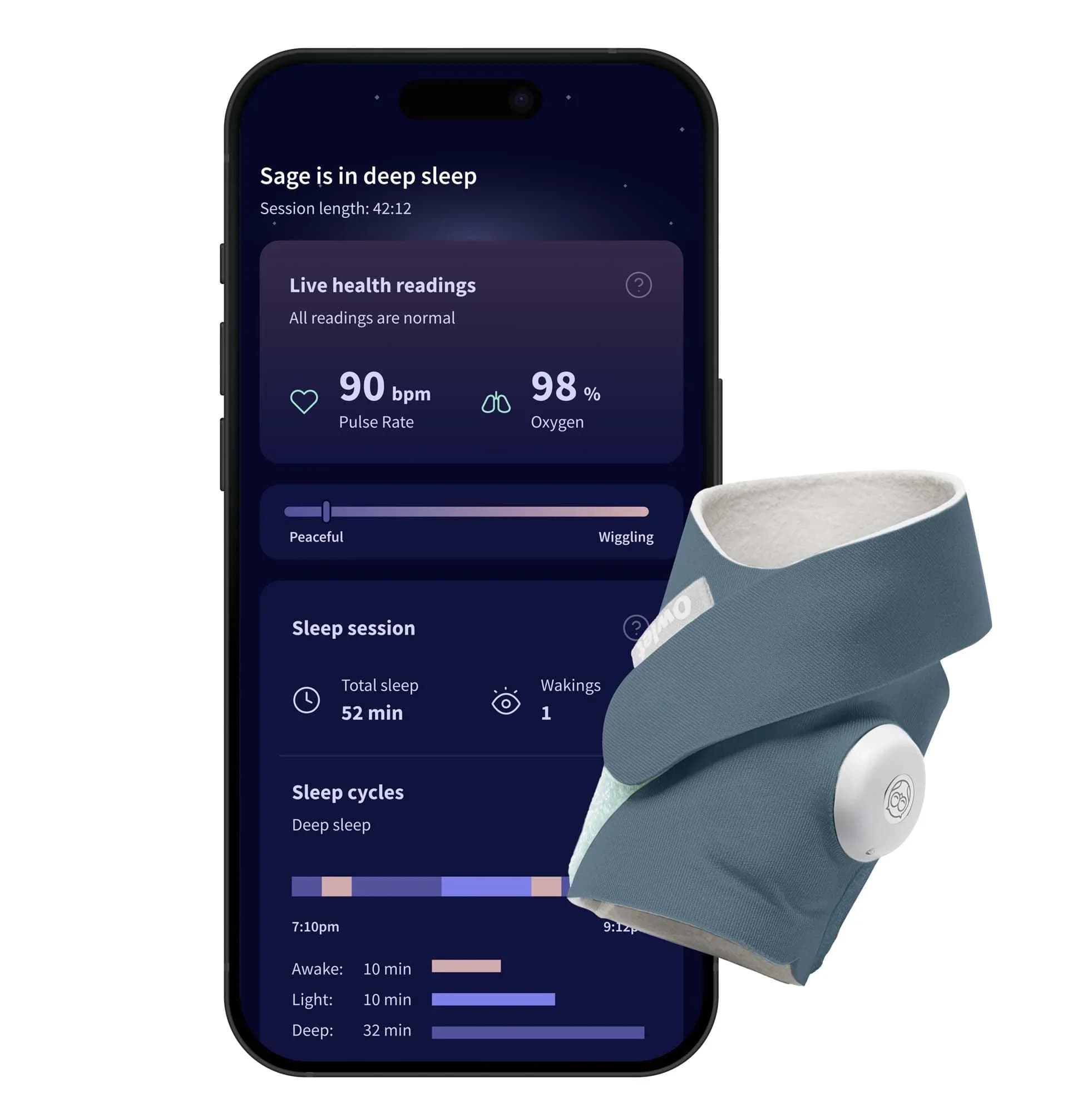 Owlet Dream Sock Bedtime Blue från Owlet – köp hos Apotek Hjärtat