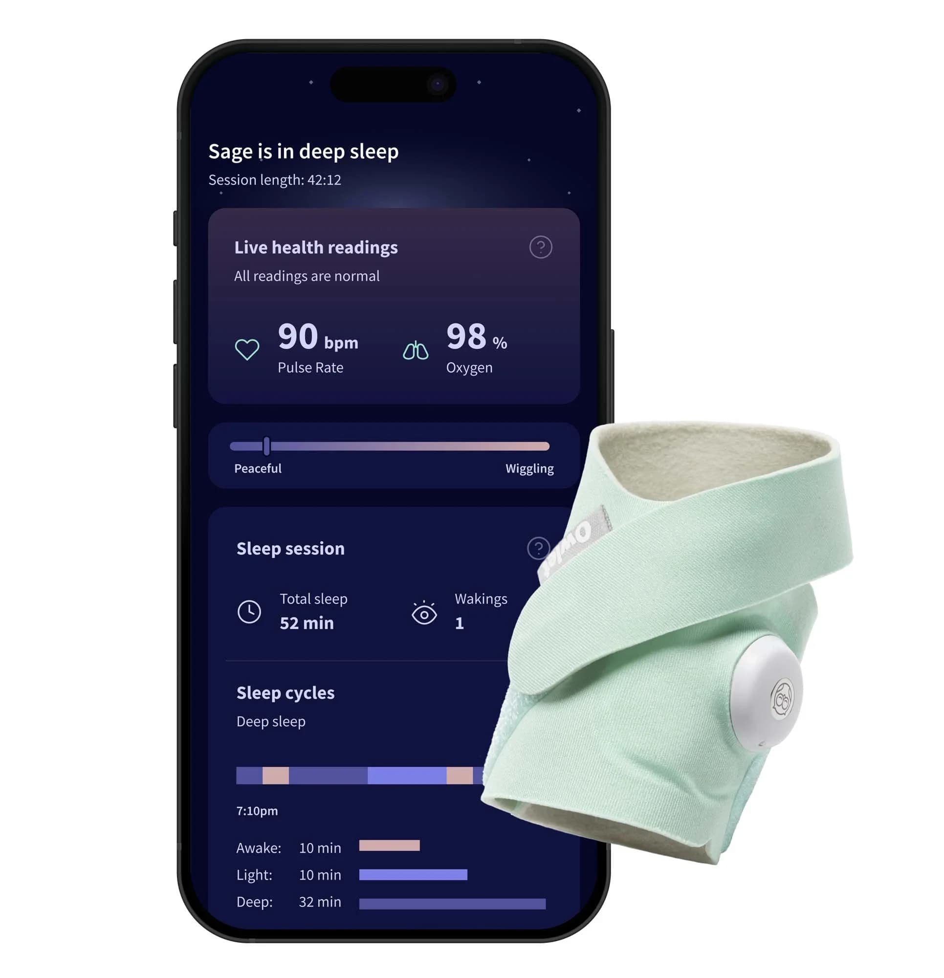 Owlet Dream Sock Mint från Owlet – köp hos Apotek Hjärtat
