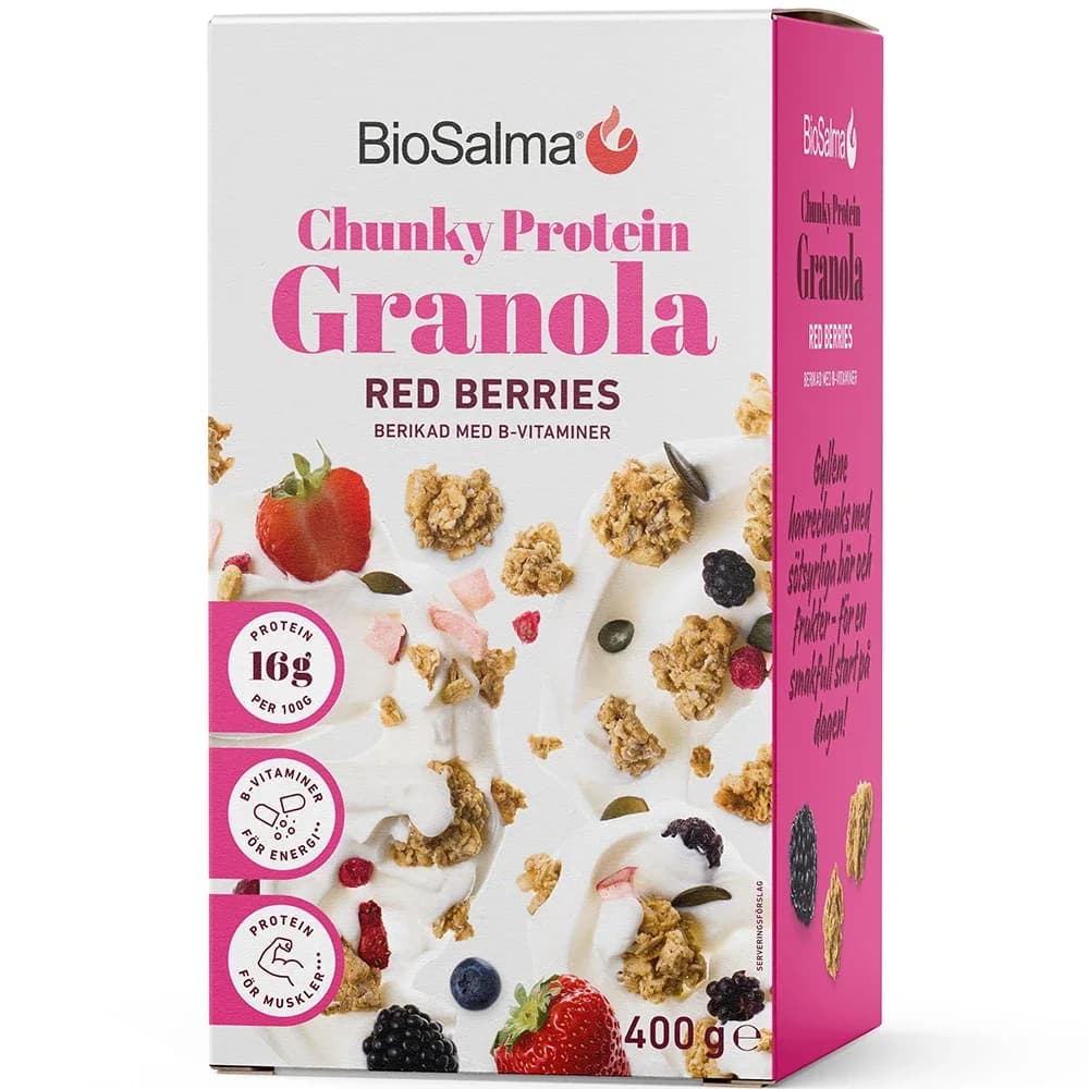BioSalma Chunky Protein Granola Red Berries 400 g från BioSalma – köp hos Apotek Hjärtat