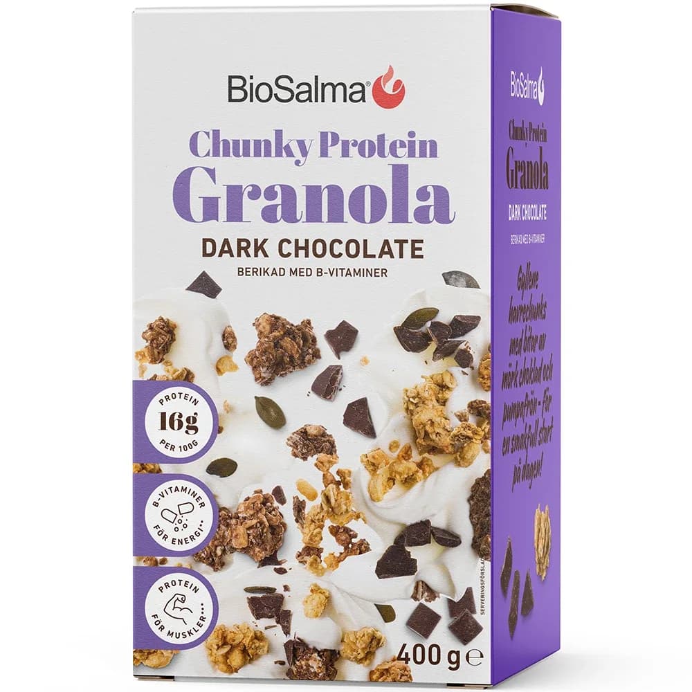 BioSalma Chunky Protein Granola Dark Chocolate 400 g från BioSalma – köp hos Apotek Hjärtat