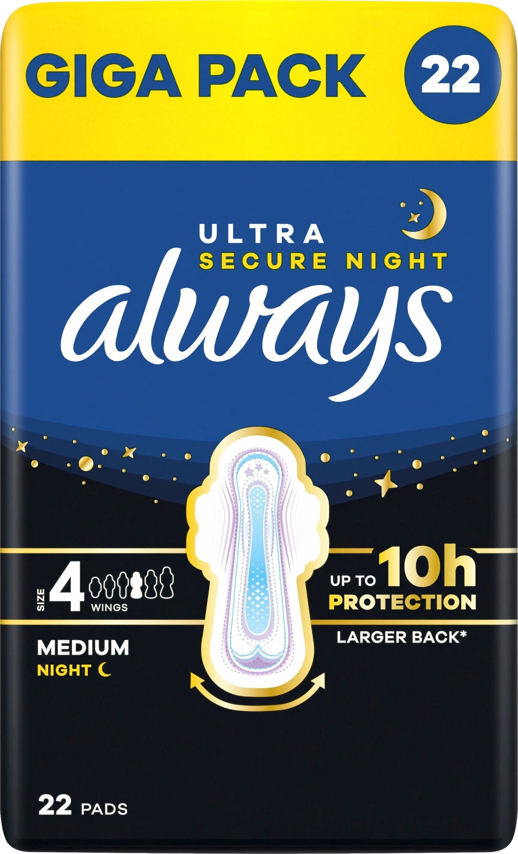Always Ultra Secure Night Pads S4 GigaPack 22 st från Always – köp hos Apotek Hjärtat
