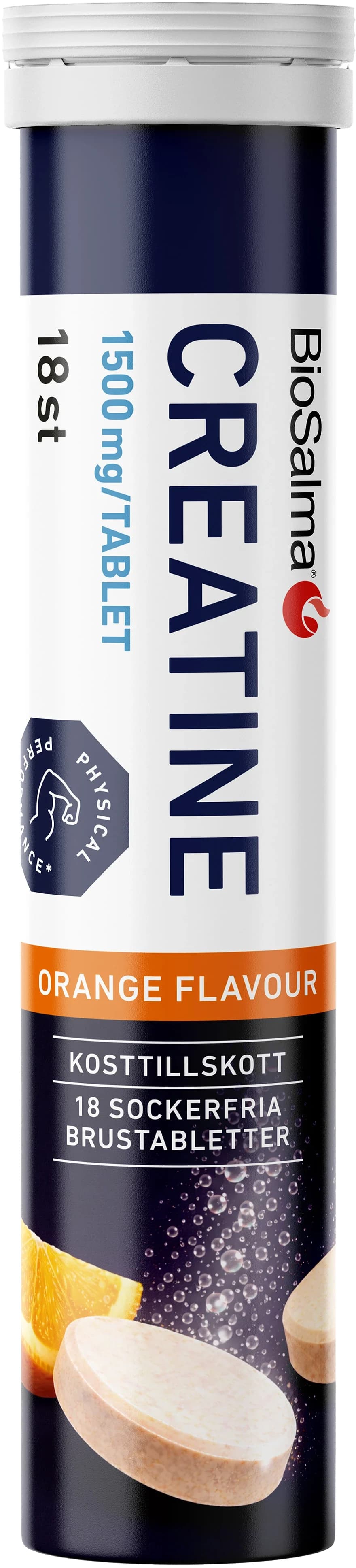 BioSalma Creatine Brustablett 1500 mg Apelsin 18 st från BioSalma – köp hos Apotek Hjärtat