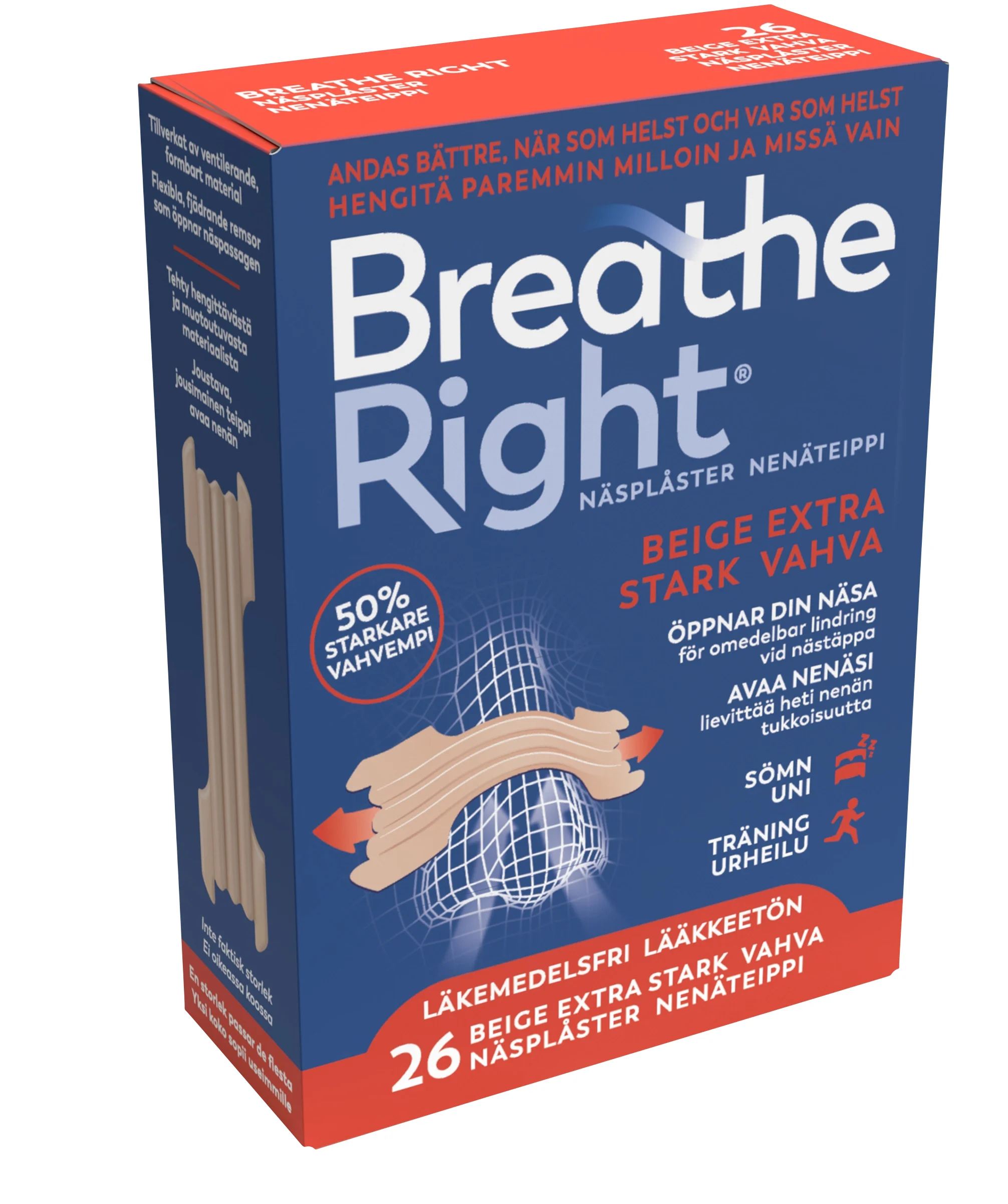 Breathe Right Näsplåster Extra Stark Beige 26 st från Breathe Right – köp hos Apotek Hjärtat