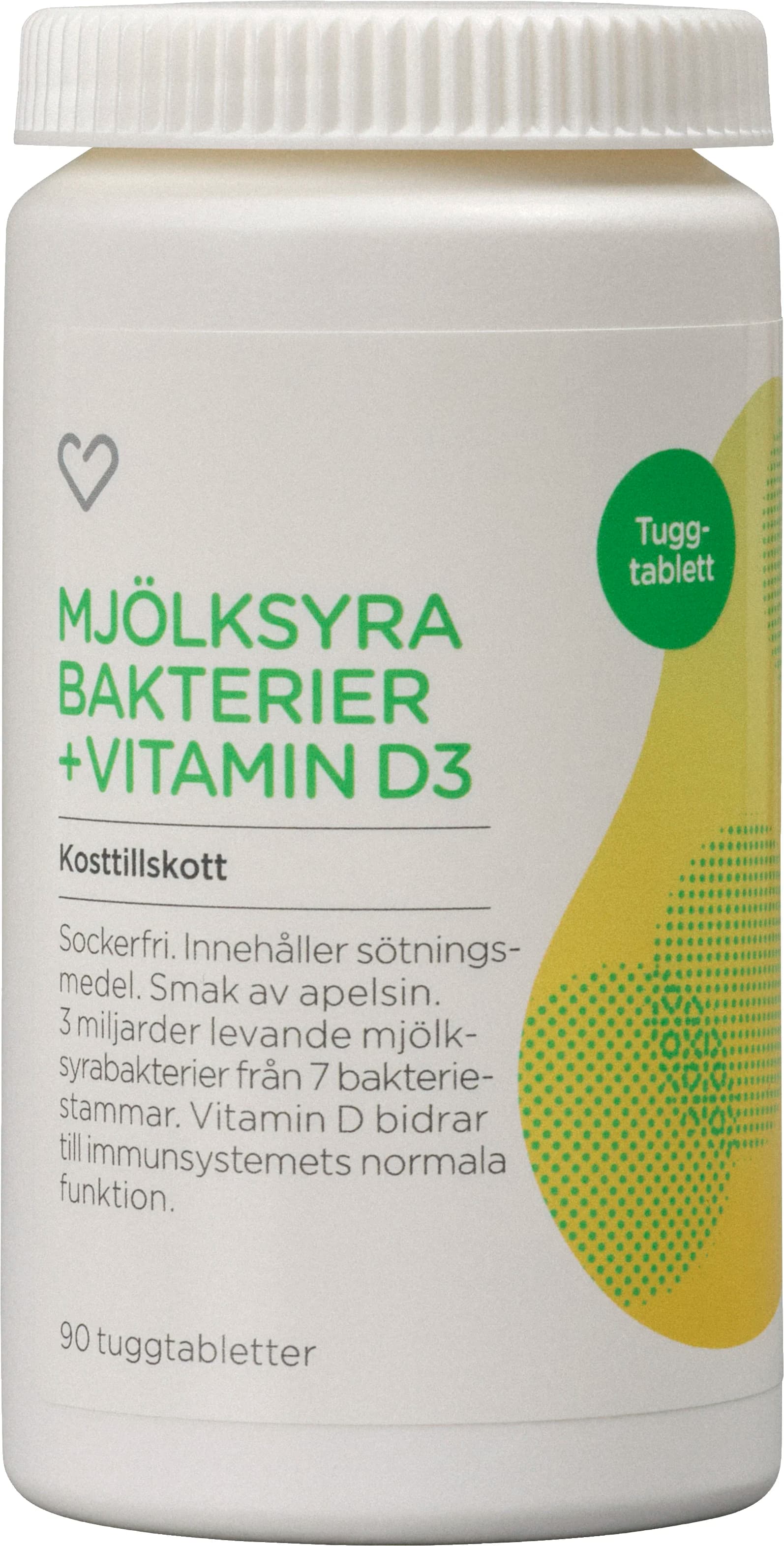 Hjärtats Mjölksyrabakterier + D3 Tuggtablett 90 st från Hjärtats – köp hos Apotek Hjärtat