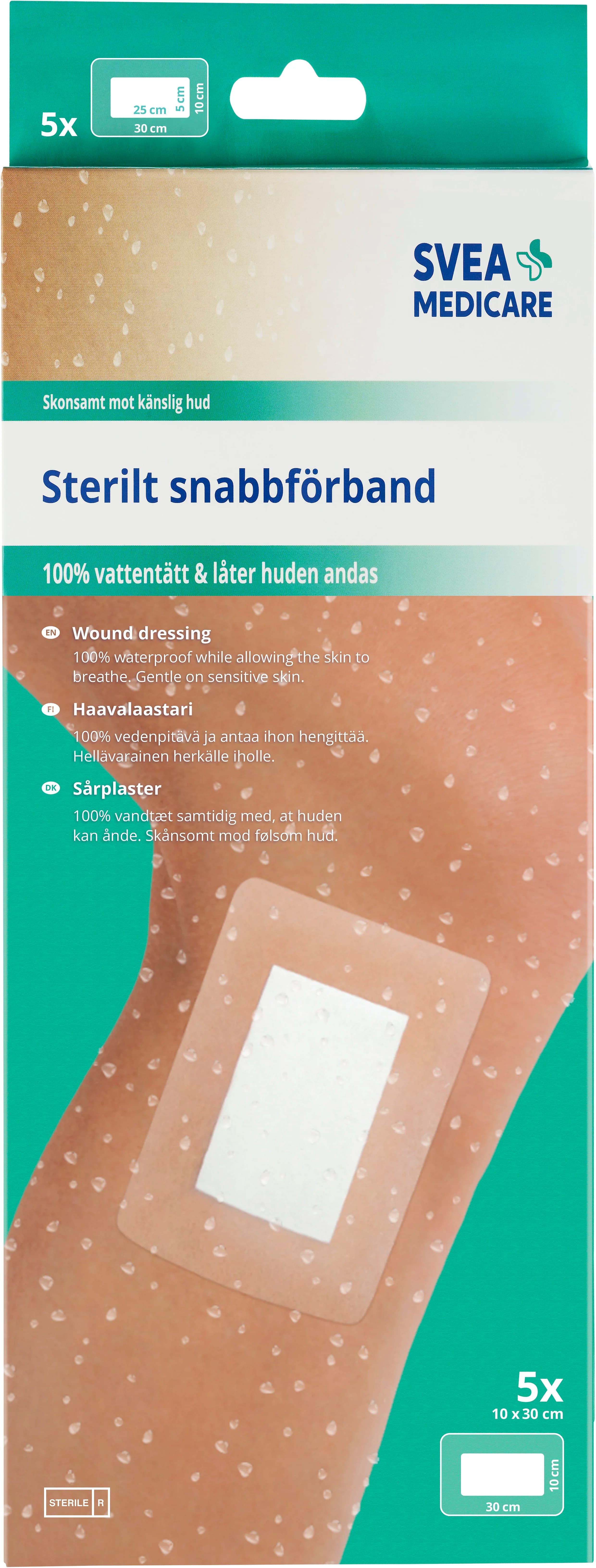Svea Medicare Sterilt Snabbförband Vattentät 10x30 cm 5 st från Svea Medicare – köp hos Apotek Hjärtat