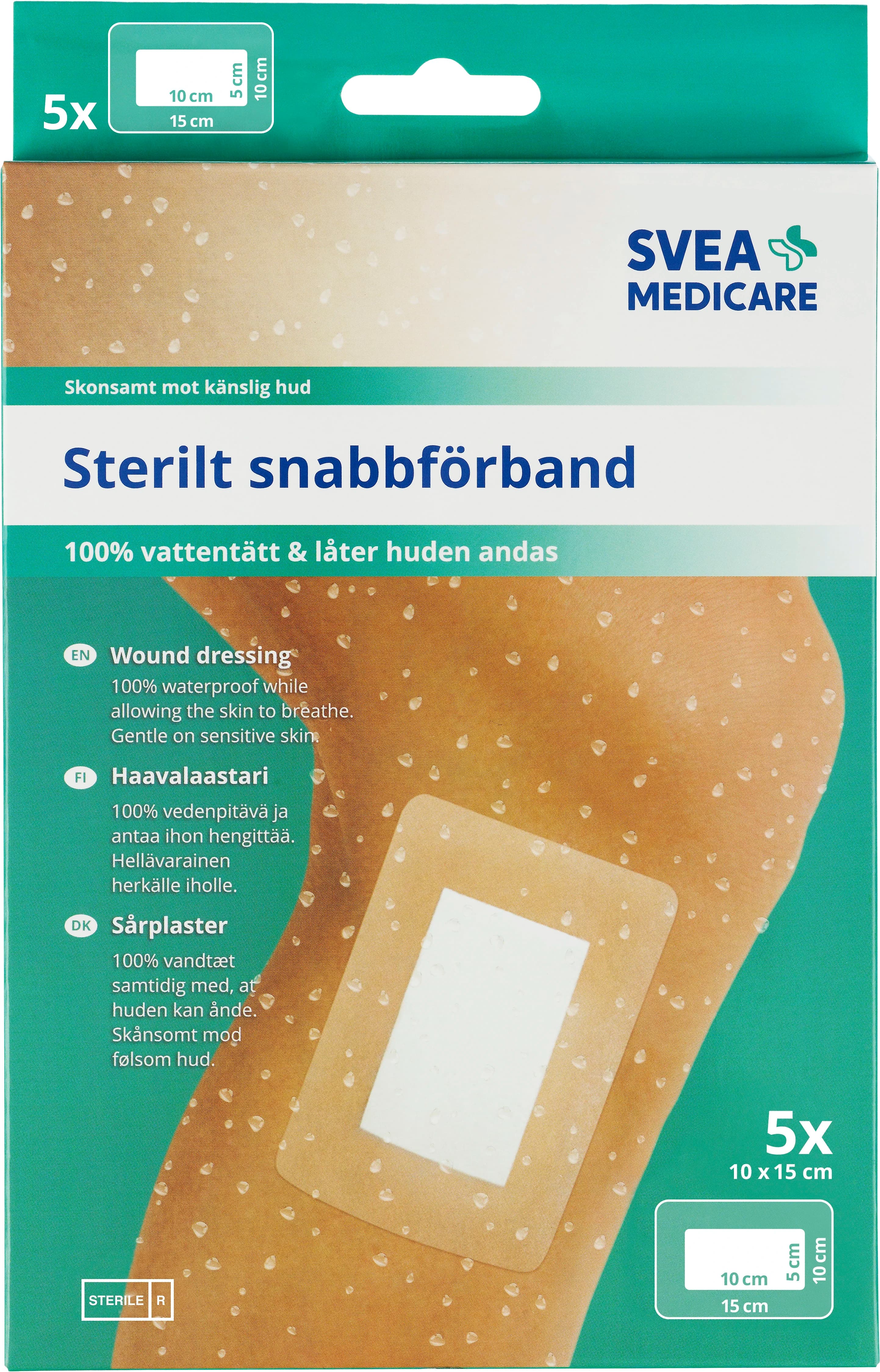 Svea Medicare Sterilt Snabbförband Vattentätt 10x15 cm 5 st från Svea Medicare – köp hos Apotek Hjärtat