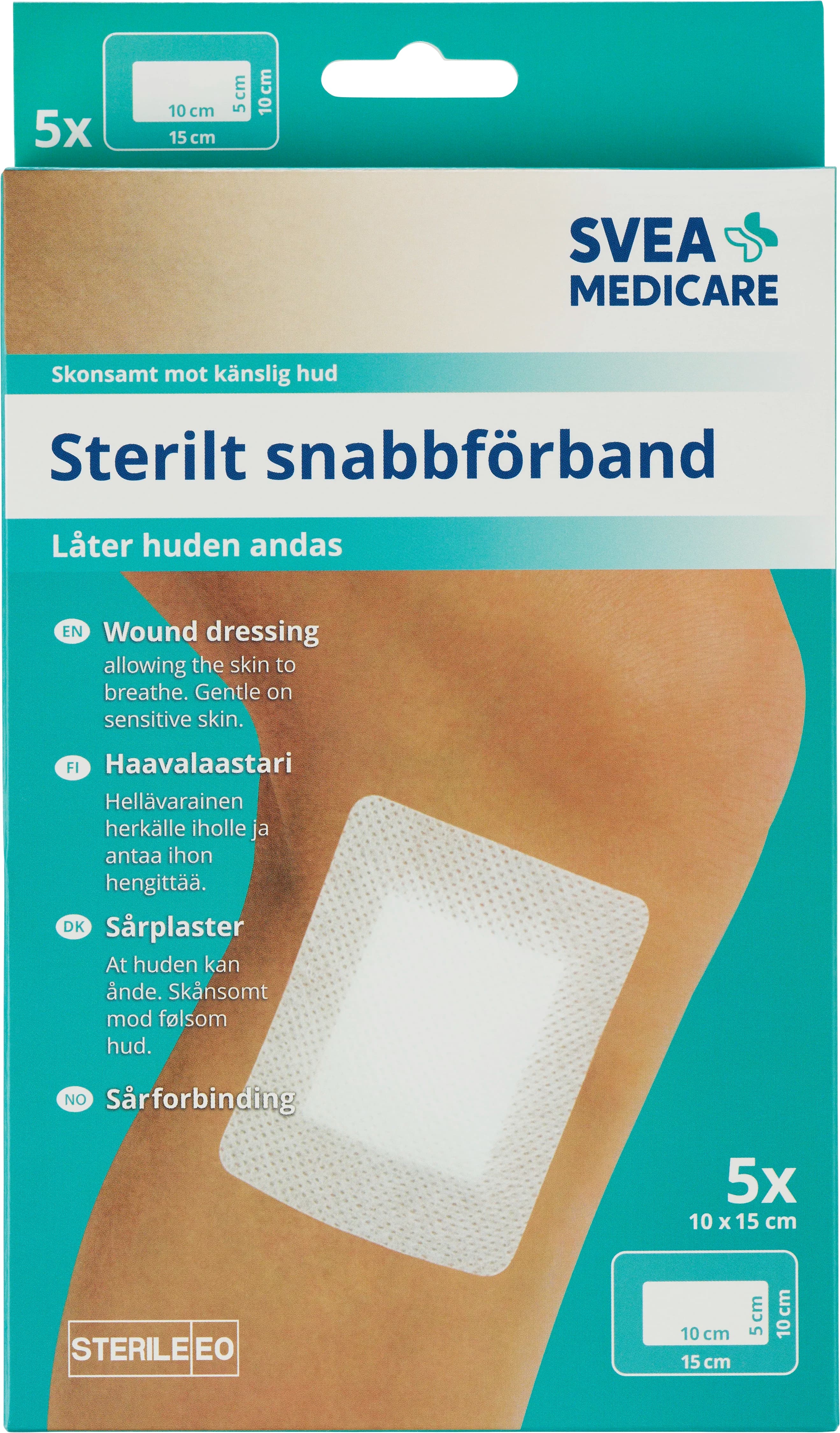 Svea Medicare Sterilt Snabbförband 10x15 cm 5 st från Svea Medicare – köp hos Apotek Hjärtat