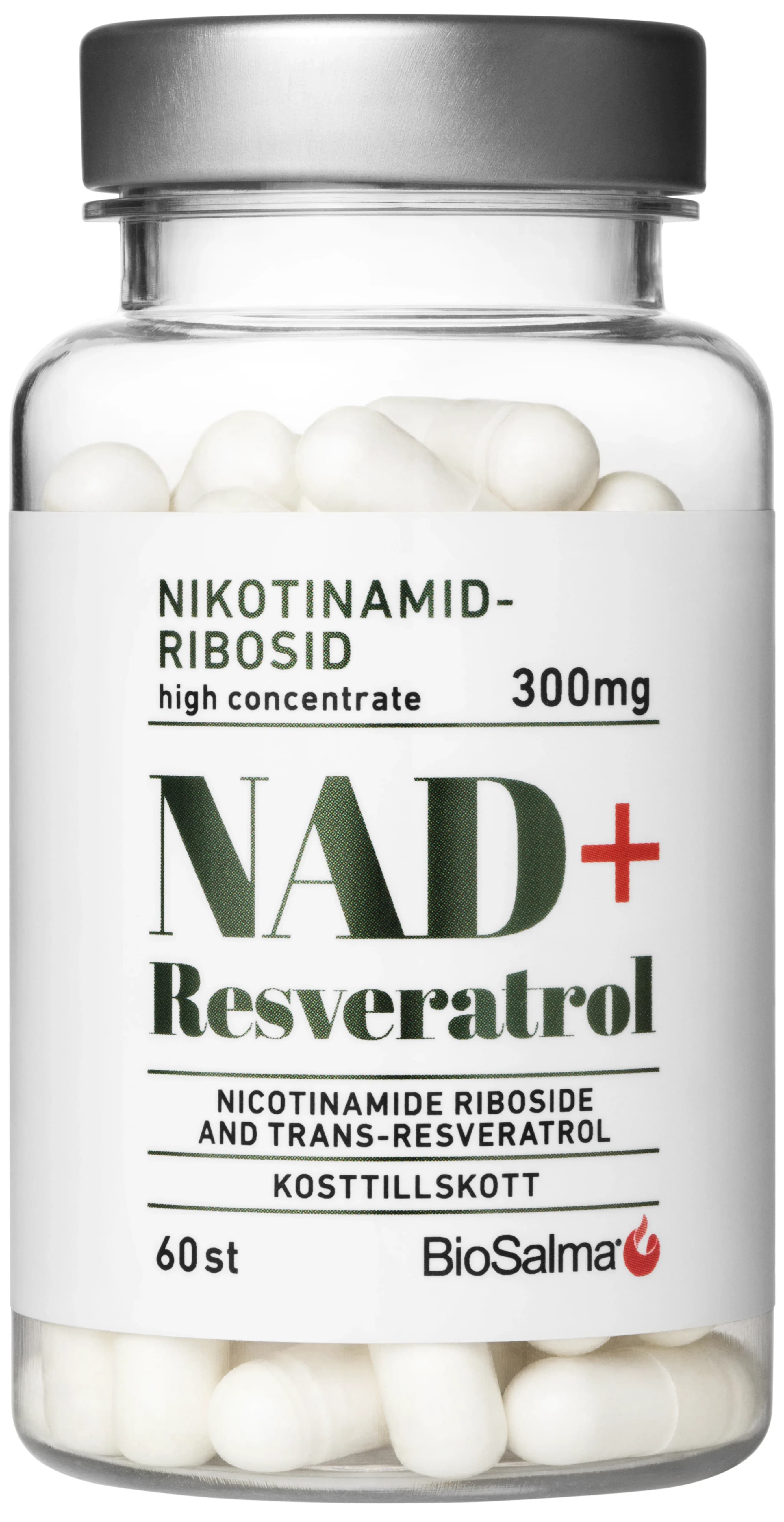 BioSalma NAD+ 300mg +Reservatrol 60 st från BioSalma – köp hos Apotek Hjärtat