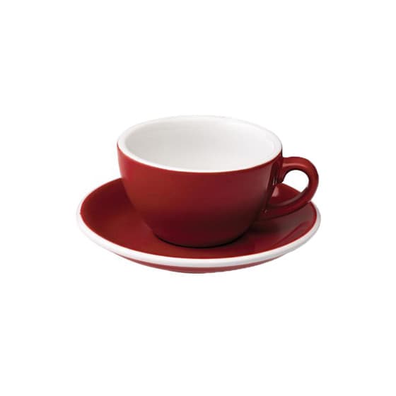 Cappuccino-kopp med ett underlägg Loveramics Egg Red, 200 ml – från Loveramics – 216 kr – hos Coffee Friend