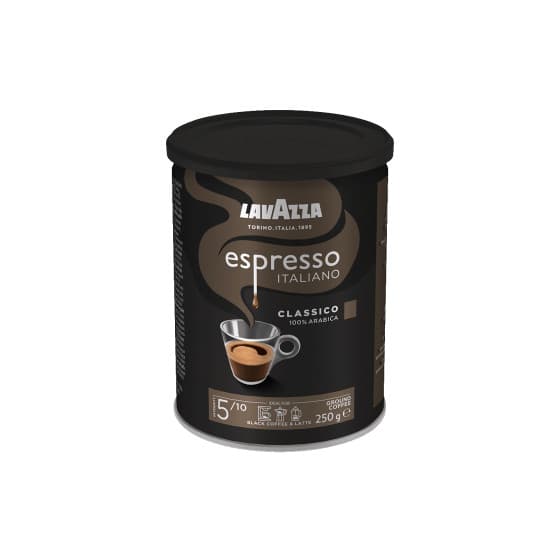 Malt kaffe Lavazza Espresso Italiano Classico, 250 g (i en burk) – från Lavazza – 69 kr – hos Coffee Friend