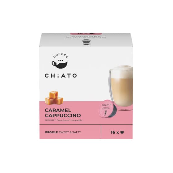 Kaffekapslar kompatibla med NESCAFÉ® Dolce Gusto® CHiATO Caramel Cappuccino, 16 st. – från Chiato – 76 kr – hos Coffee Friend