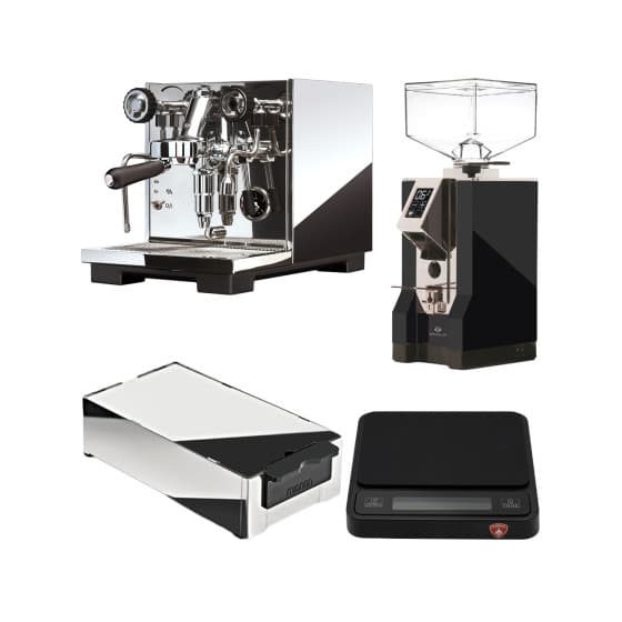 Eureka hemmabaristapaket – Espressomaskin, kaffekvarn, sumplåda &amp; kaffevåg från Eureka – köp hos Coffee Friend